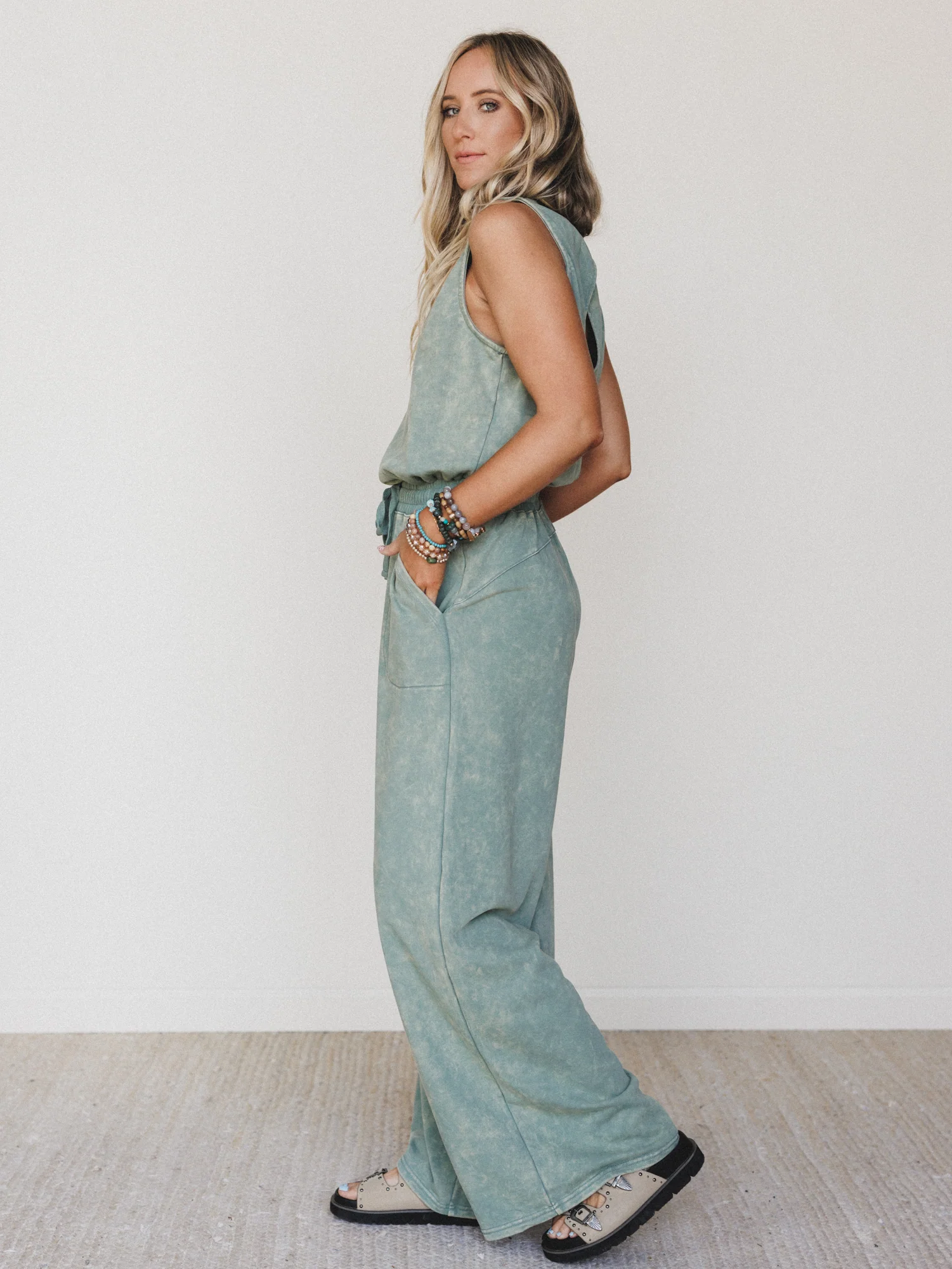 June Moon Jumpsuit - Sage - Image 4