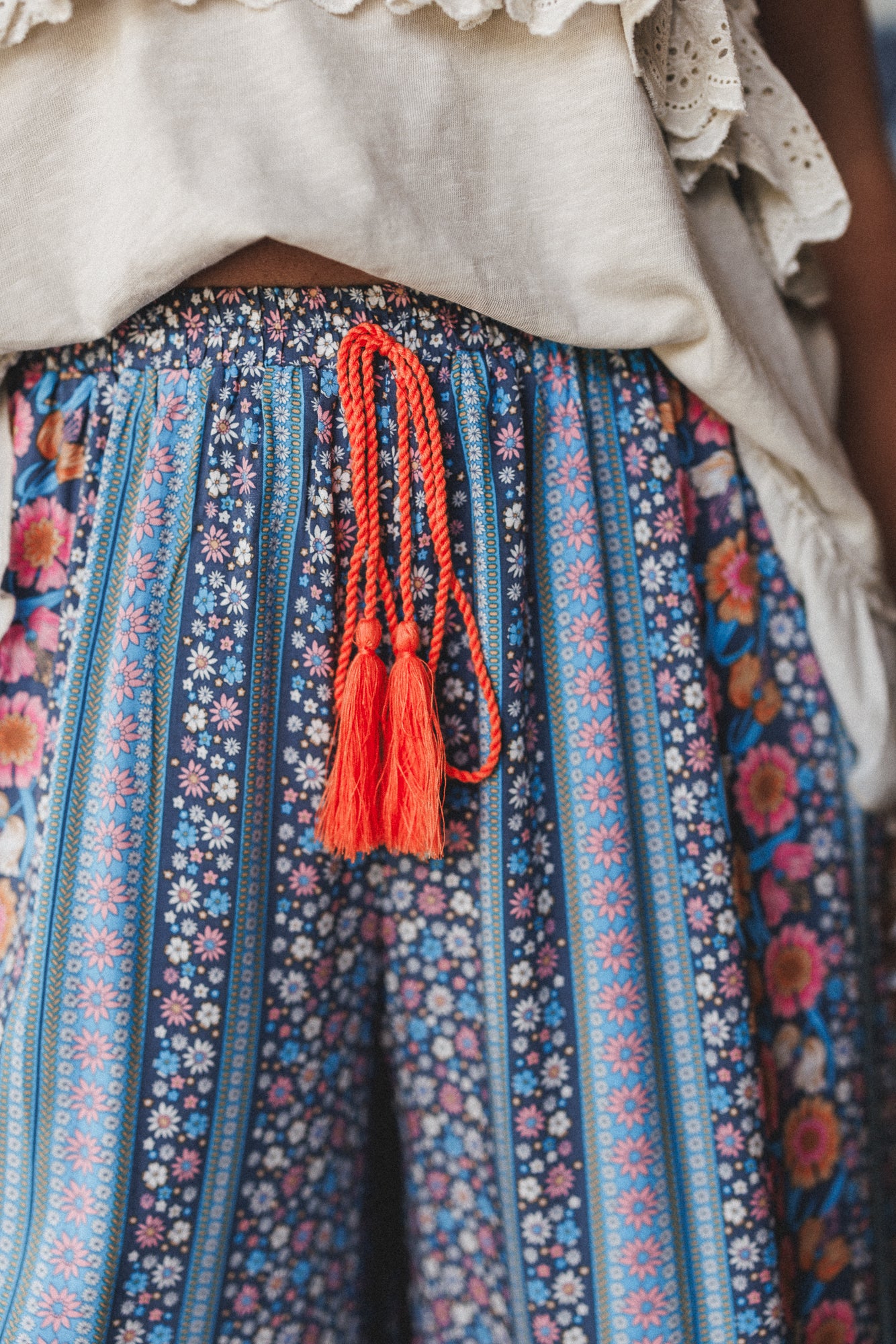 Kate Printed Wide Leg Pants - Blue - Image 3