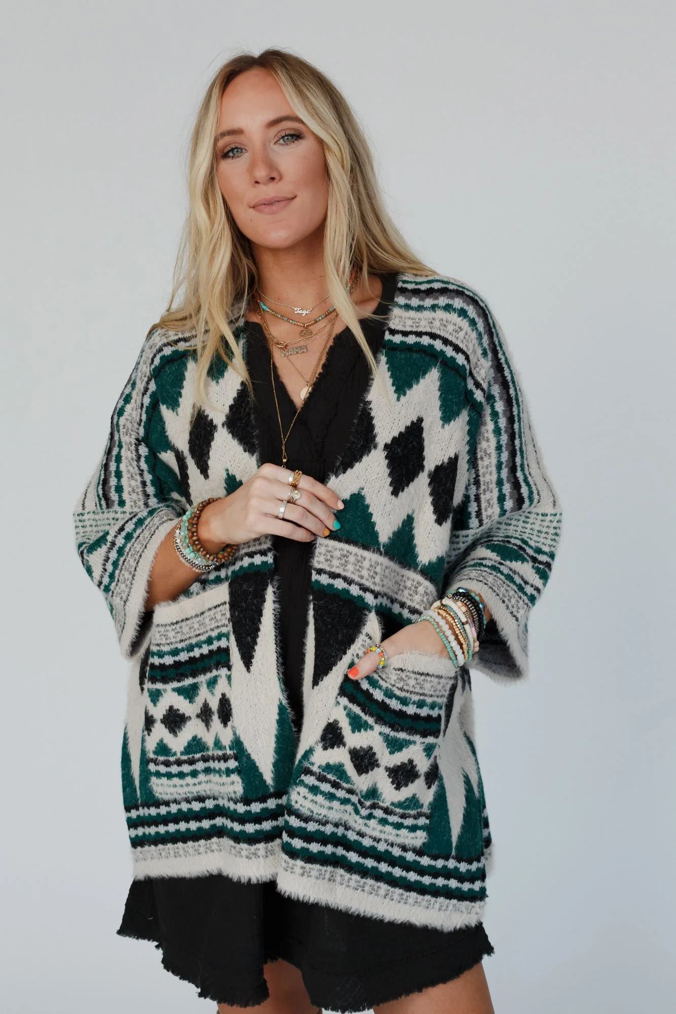 Keep It Up Oversized Cardigan - Green - Image 2