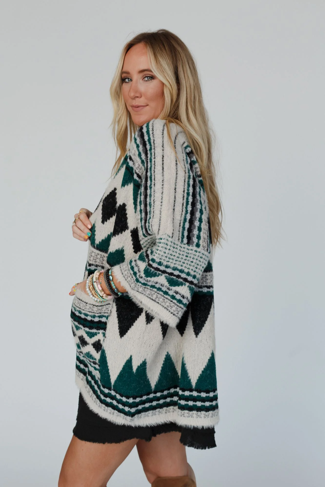 Keep It Up Oversized Cardigan - Green - Image 3