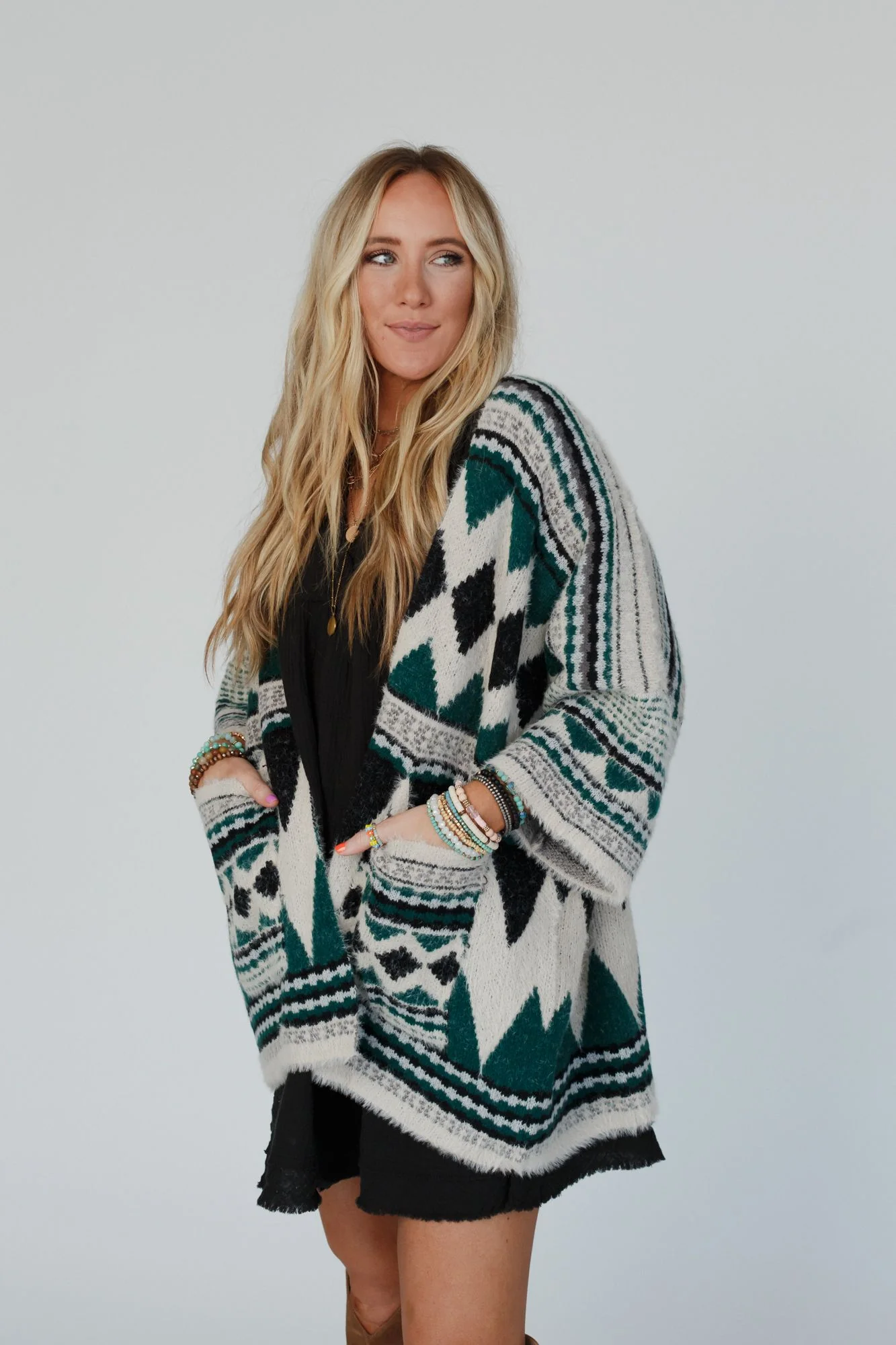 Keep It Up Oversized Cardigan - Green - Image 4