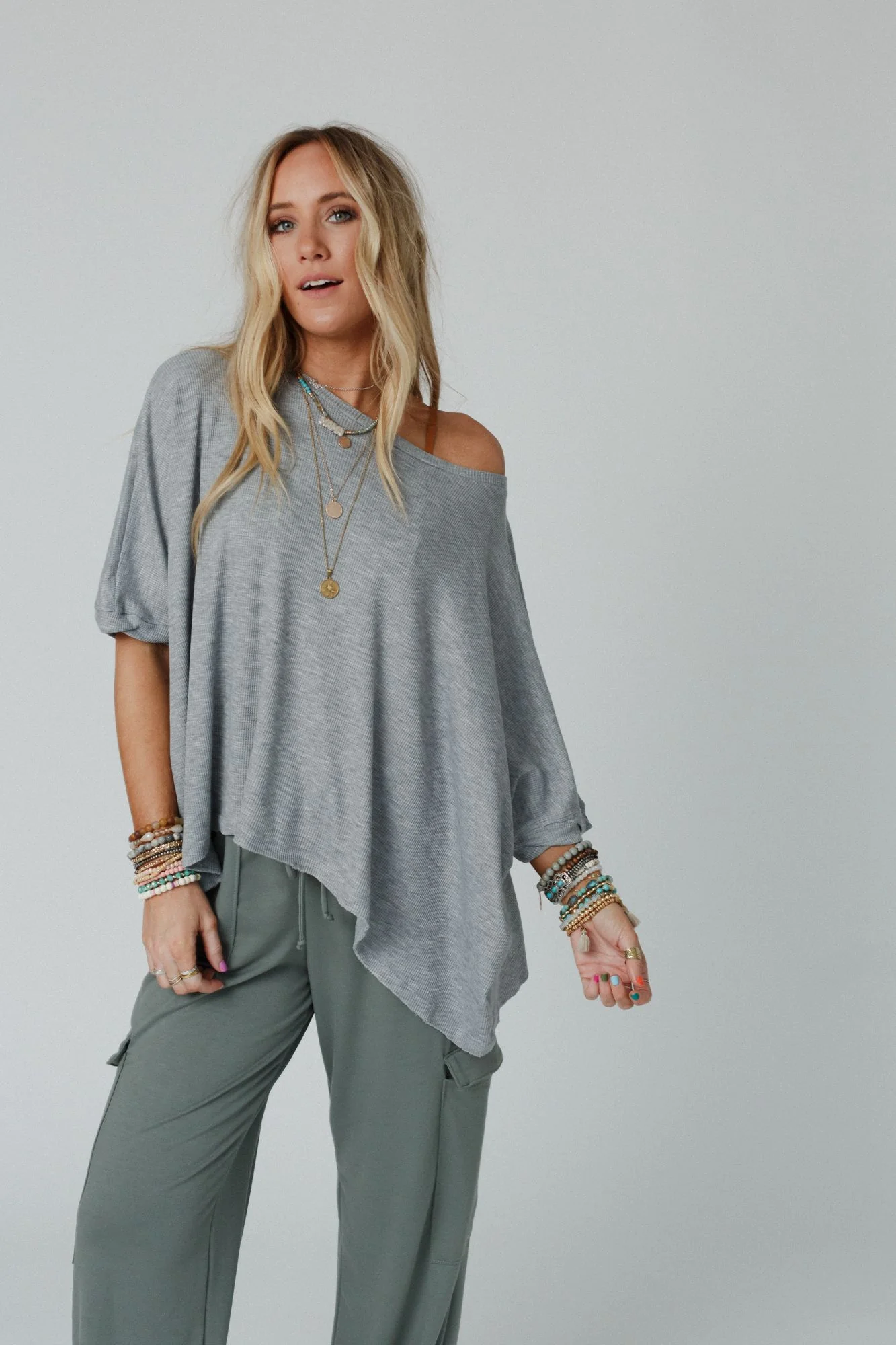 The Nest Kelsie Dolman Top- Heather Gray - Pre Order
