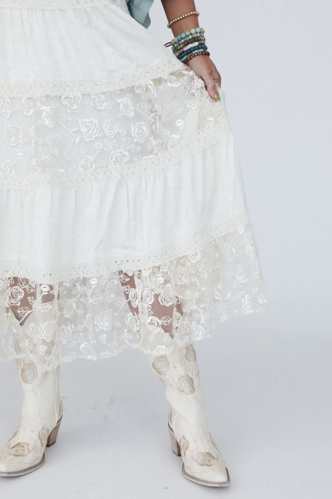 Lace Horizon Maxi Skirt - Cream - Image 4