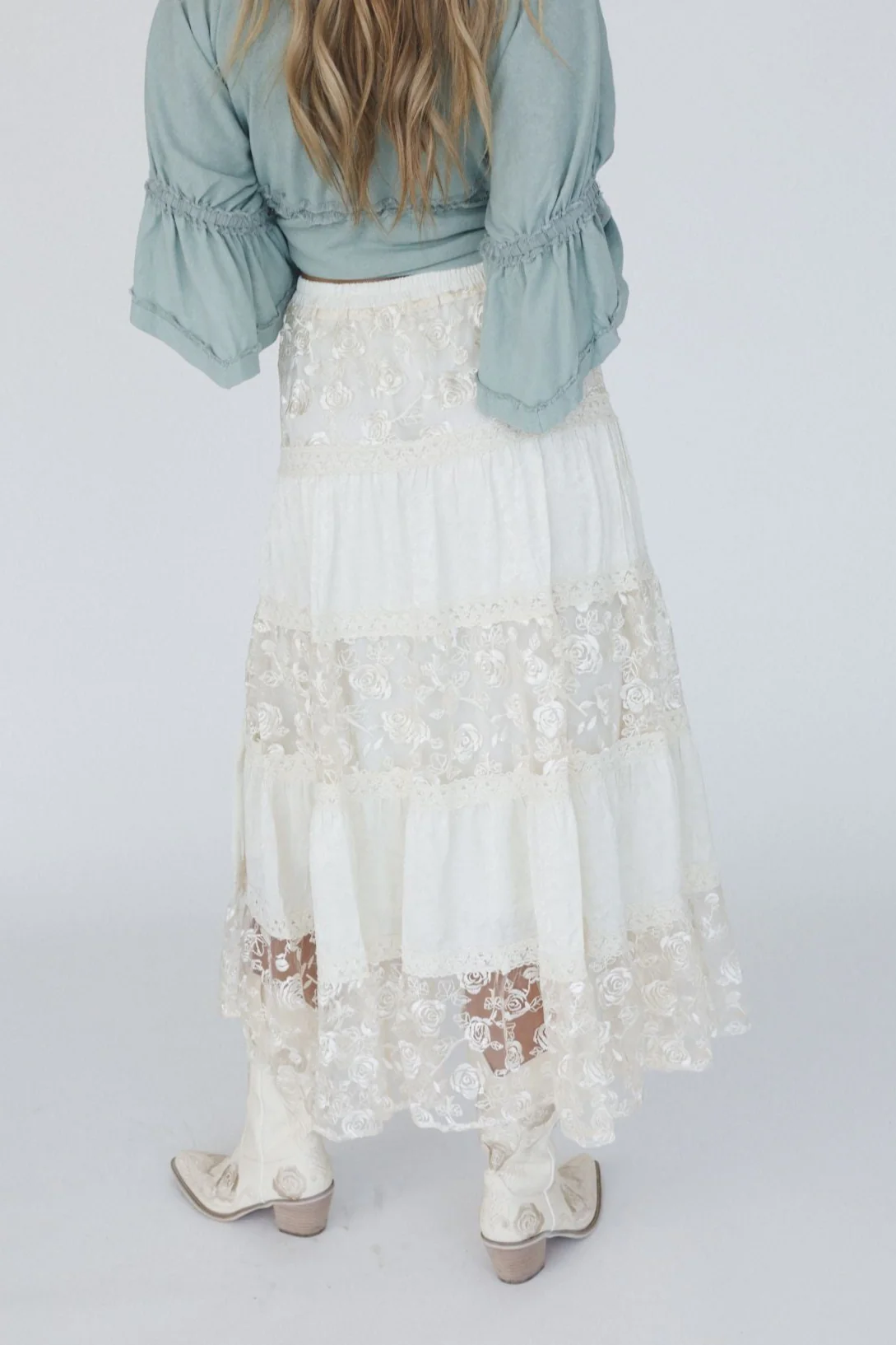 Lace Horizon Maxi Skirt - Cream - Image 5