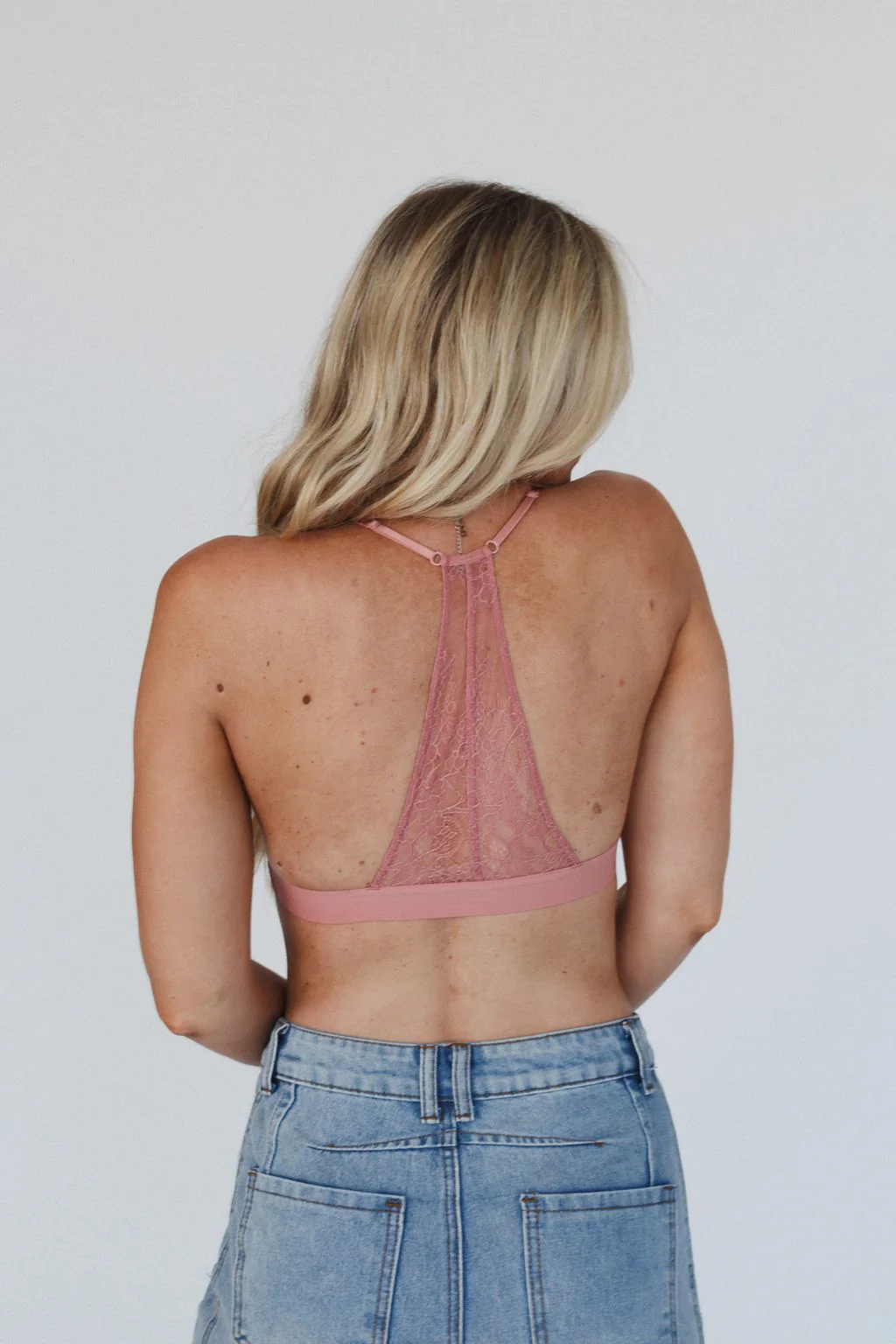 Lace Luxe Triangle Bralette - Rose - Image 3