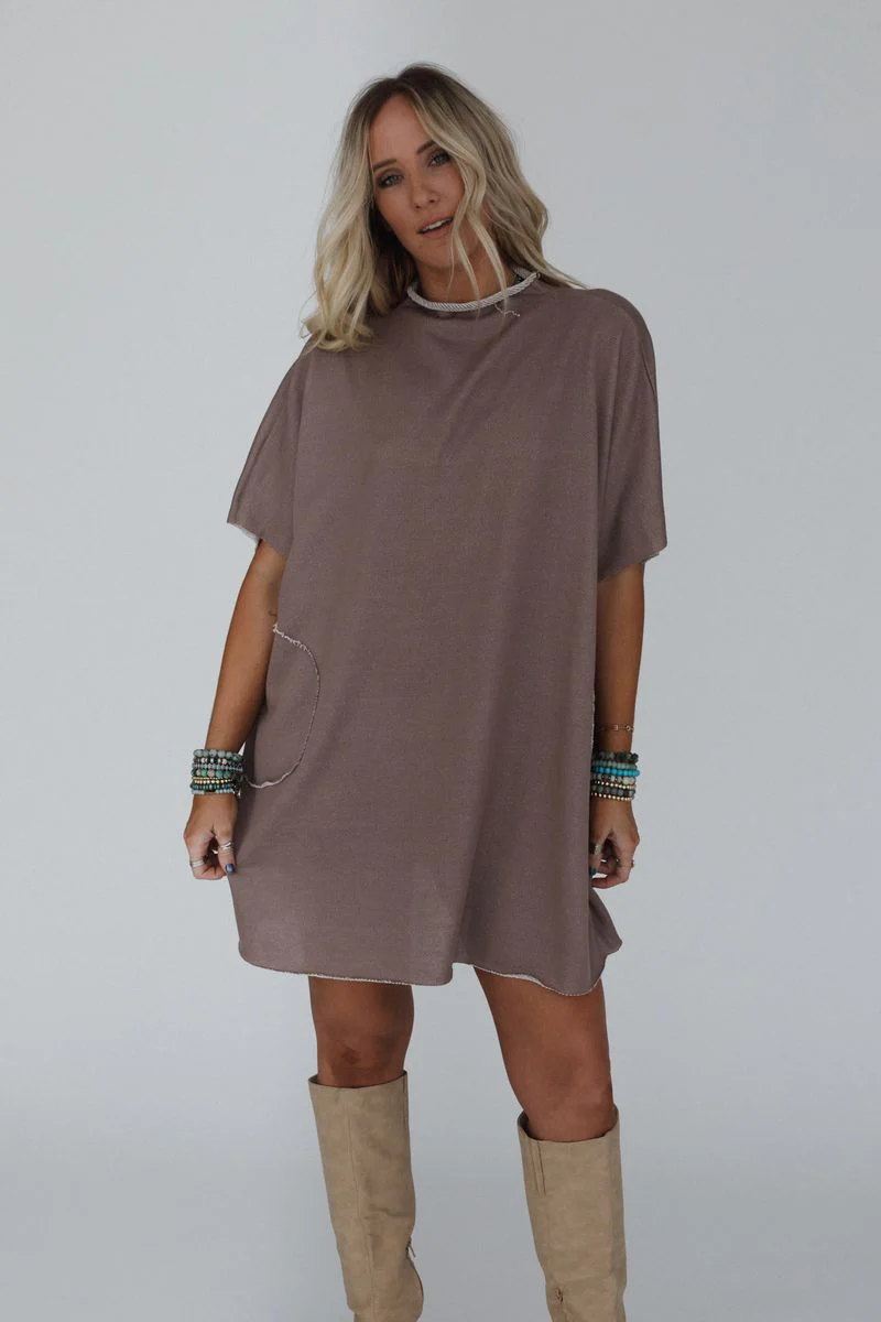 The Nest Laid Back Luxe Dress - Two Tone Mocha - Image 5