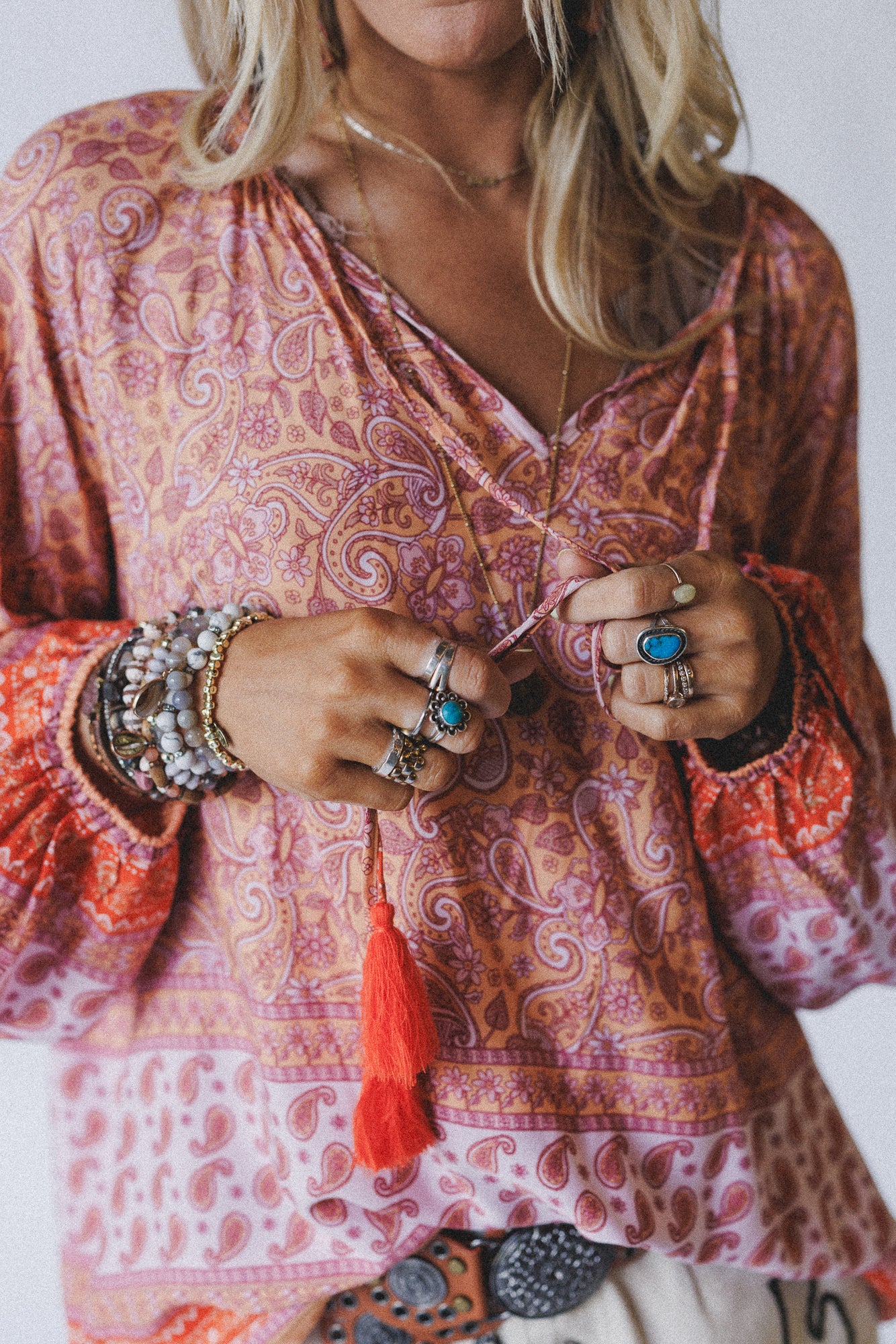 The Nest Lani Border Print Top - Orange Border Print - Image 3