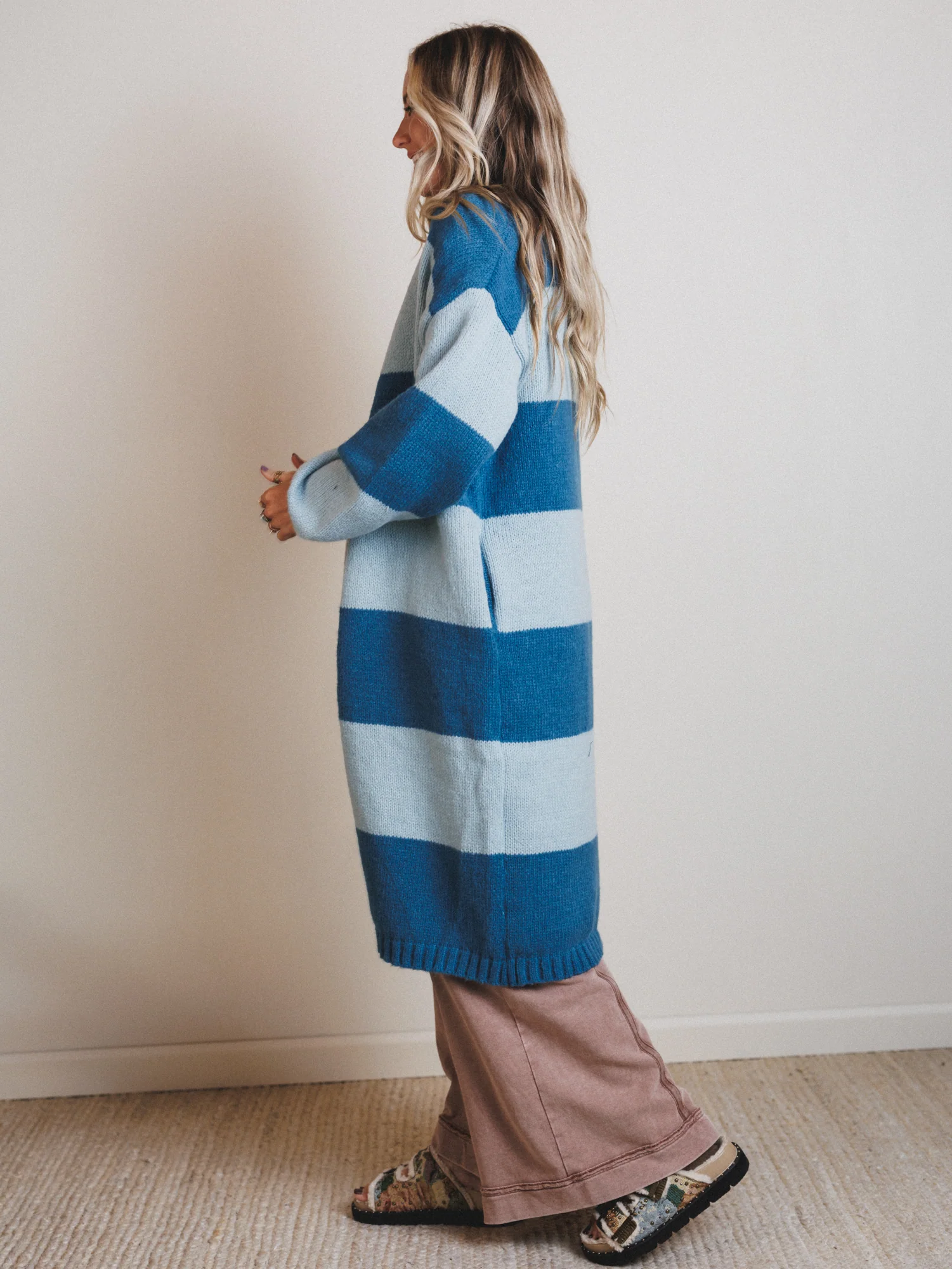 Late Afternoon Striped Cardigan - Blue - Image 3