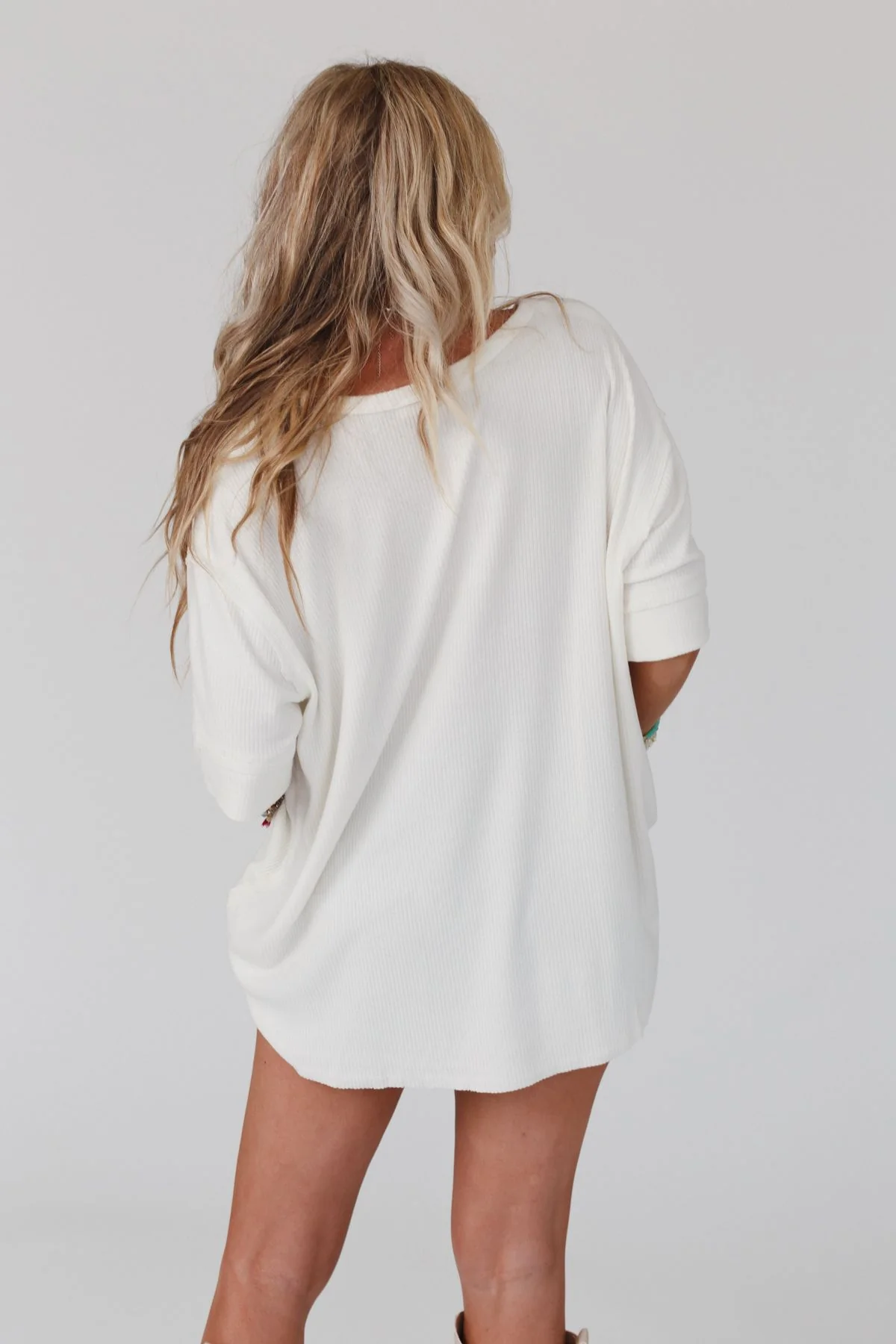 The Nest Leila Ribbed Henley Top - Ivory - Image 7