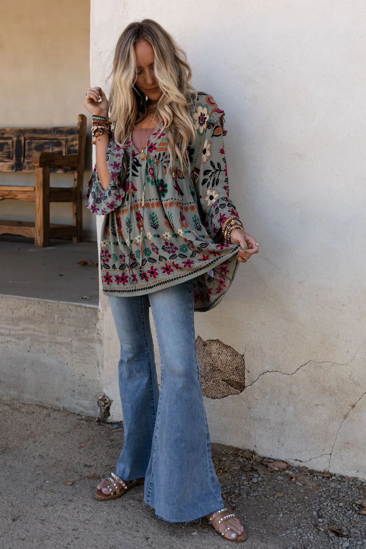 Leona Floral Print Tunic - Sage - Image 10