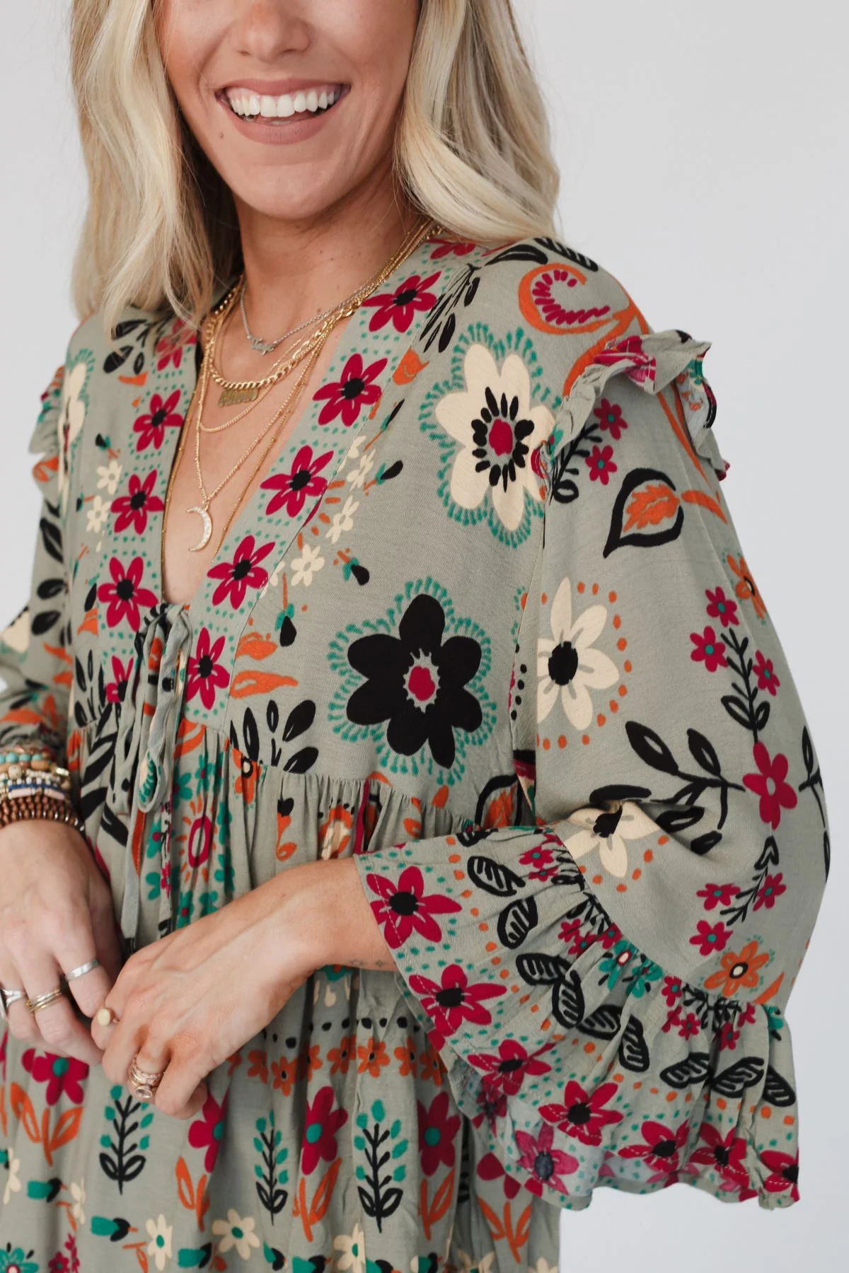 Leona Floral Print Tunic - Sage - Image 8