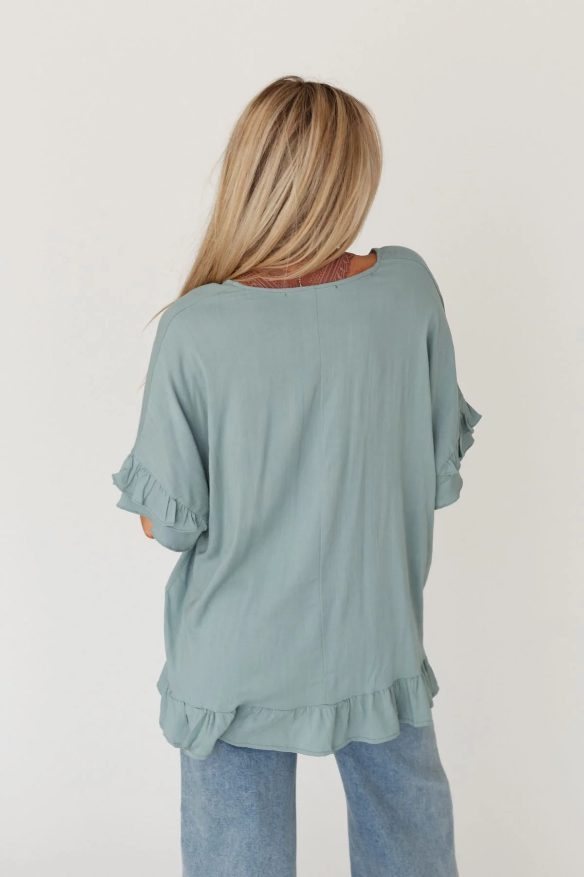 The Nest Let Me Be Ruffled Top - Beach Glass - Image 5