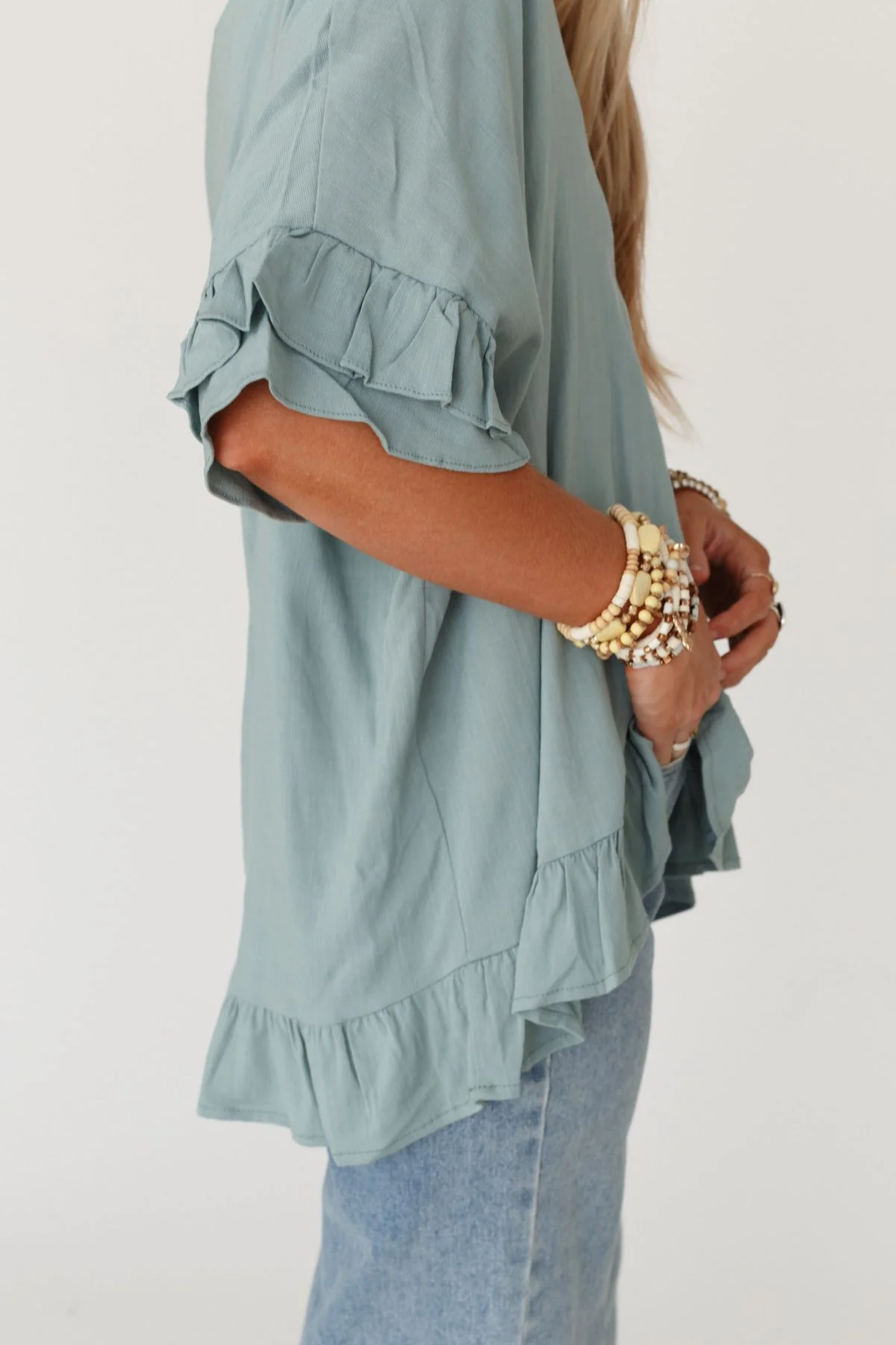 The Nest Let Me Be Ruffled Top - Beach Glass - Image 6
