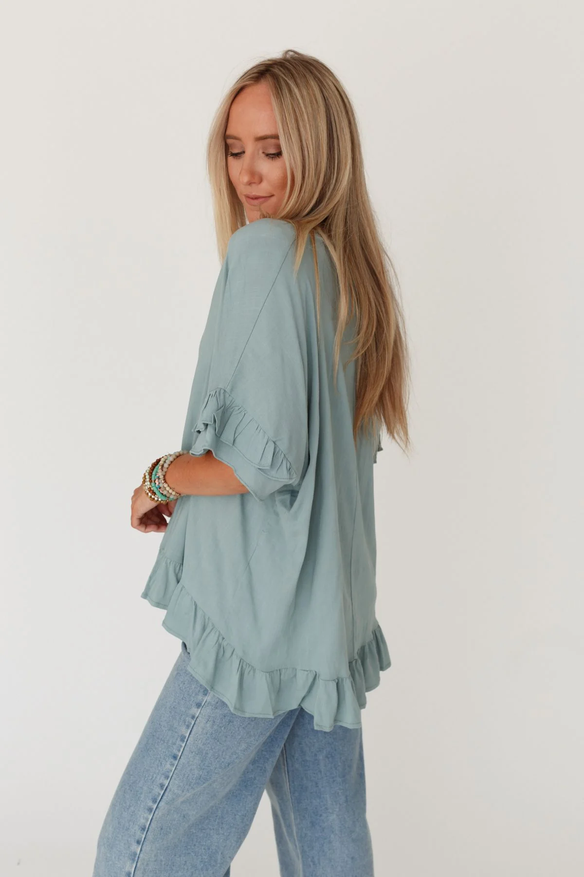 The Nest Let Me Be Ruffled Top - Beach Glass - Image 7