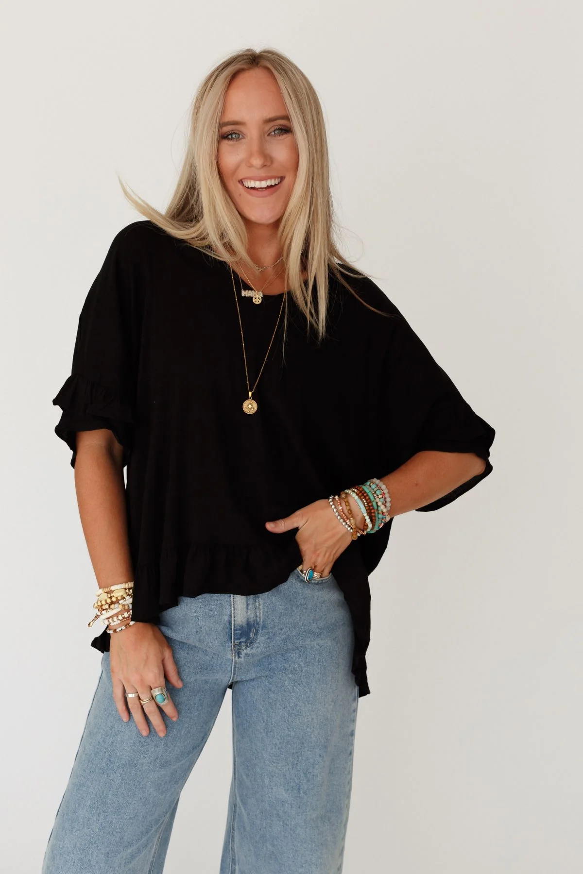 The Nest Let Me Be Ruffled Top - Black - Image 2