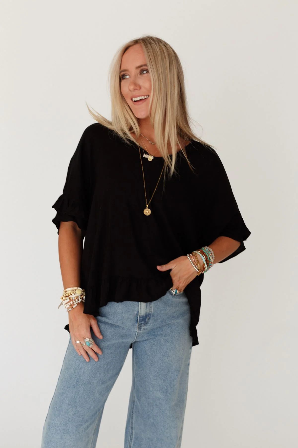 The Nest Let Me Be Ruffled Top - Black - Image 3