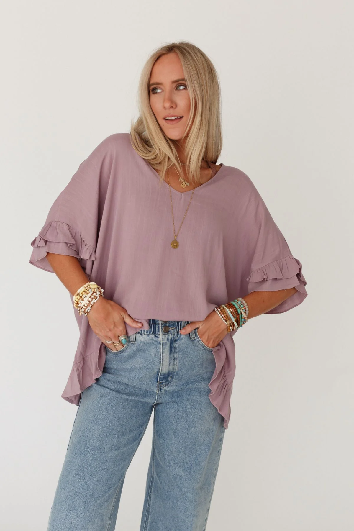 The Nest Let Me Be Ruffled Top - Pale Plum - Image 6