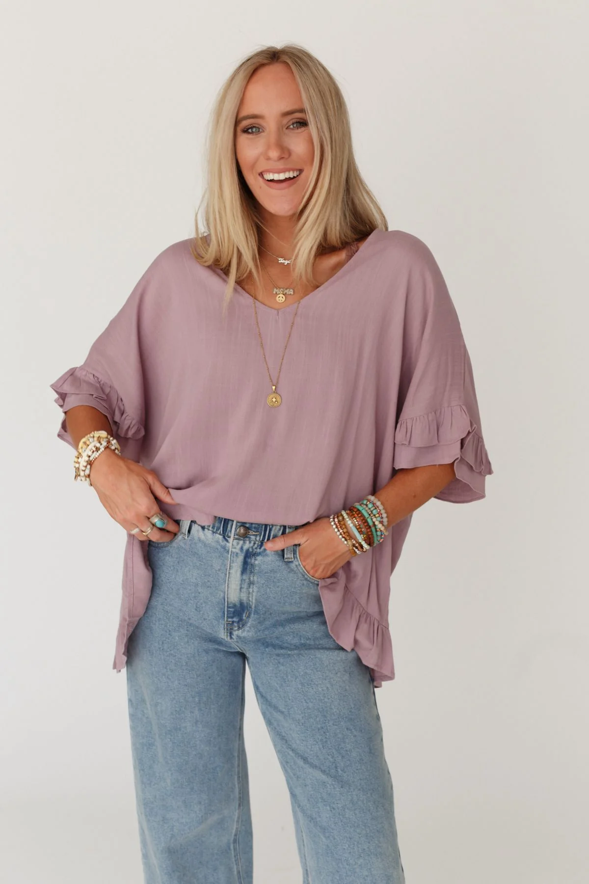The Nest Let Me Be Ruffled Top - Pale Plum - Image 7