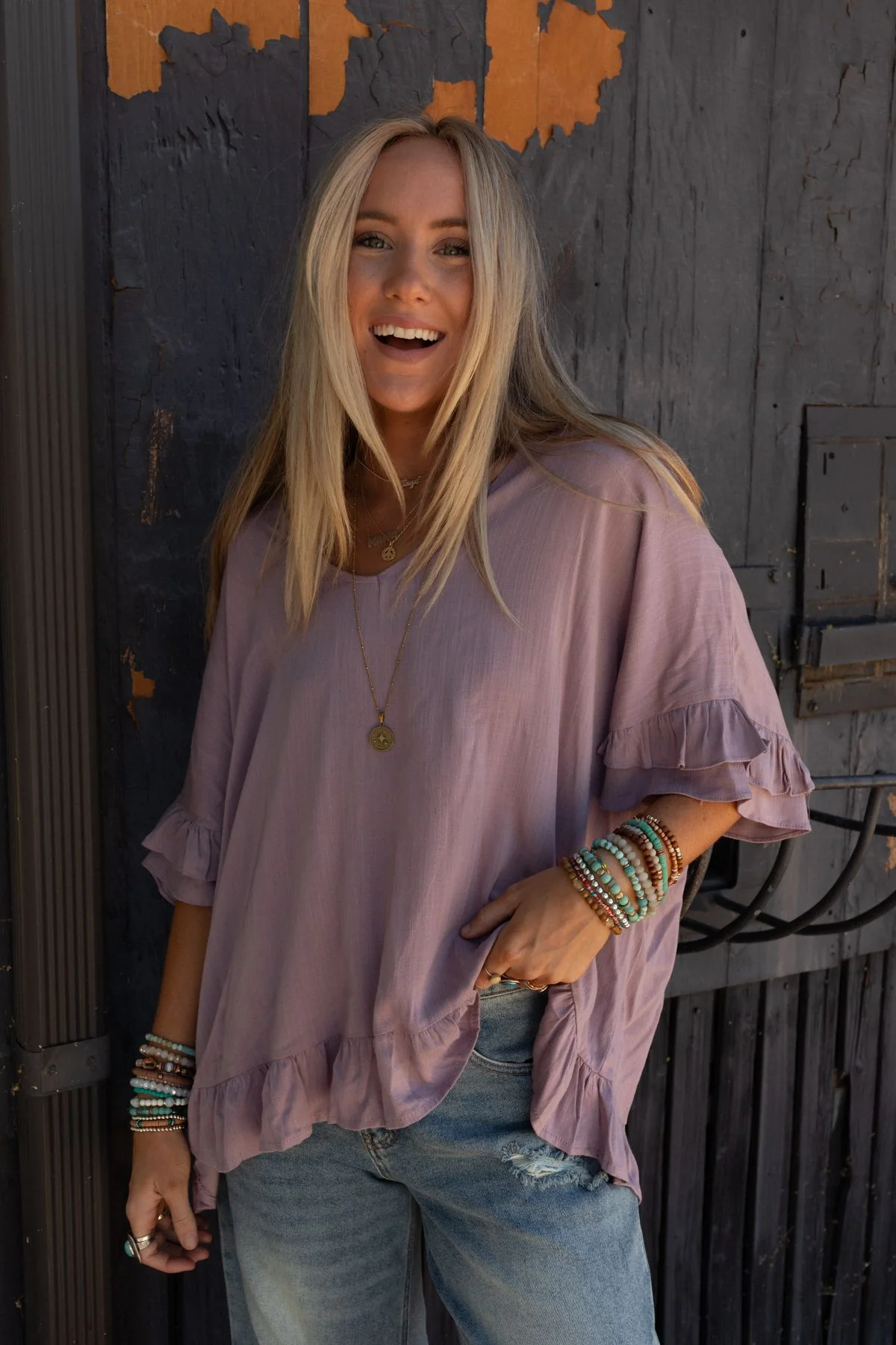 The Nest Let Me Be Ruffled Top - Pale Plum - Image 9