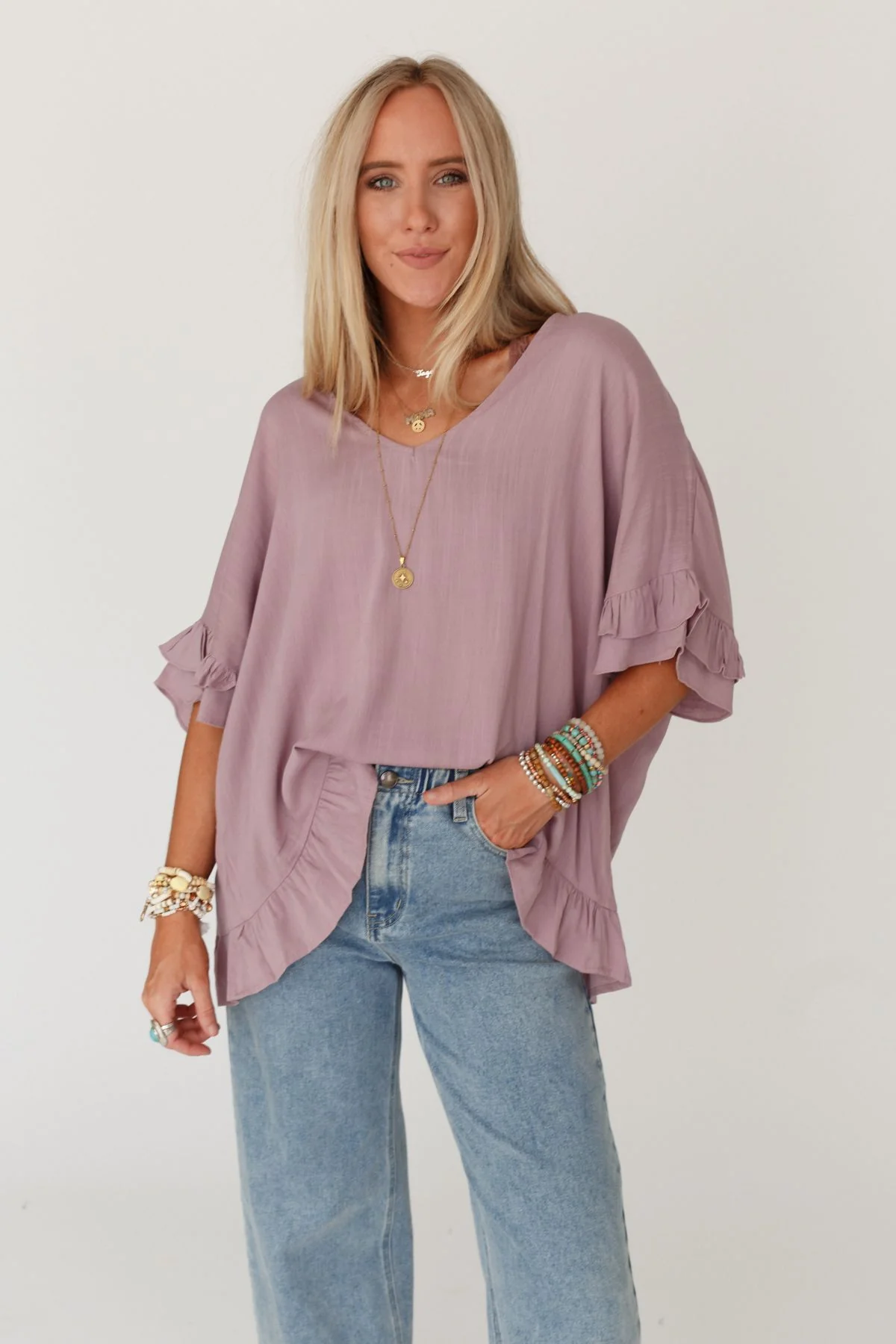 The Nest Let Me Be Ruffled Top - Pale Plum - Image 3