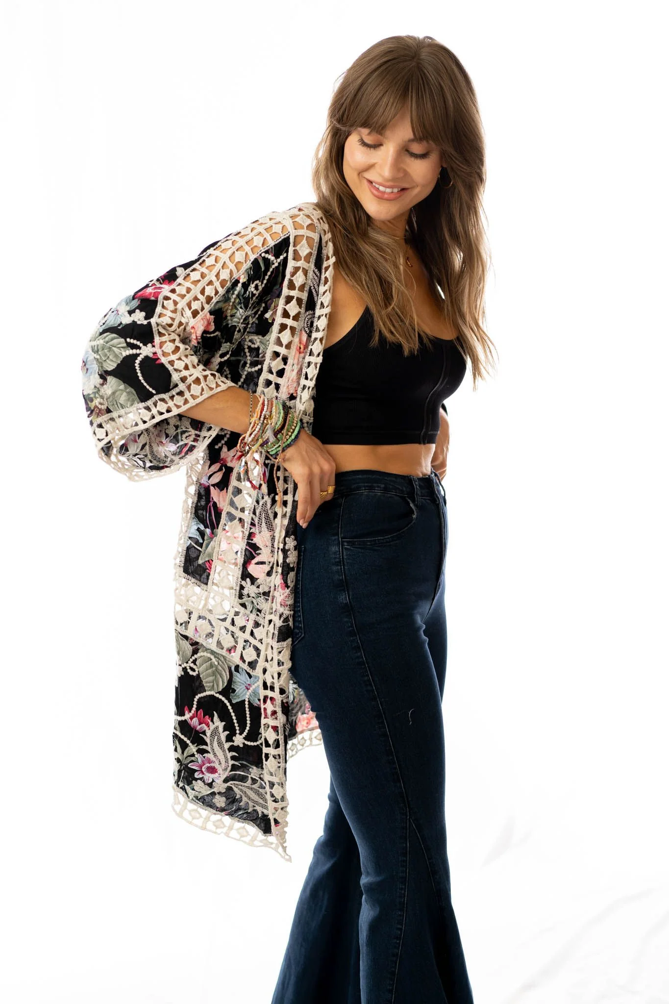Let's Get Tropical Kimono - Black - Image 4