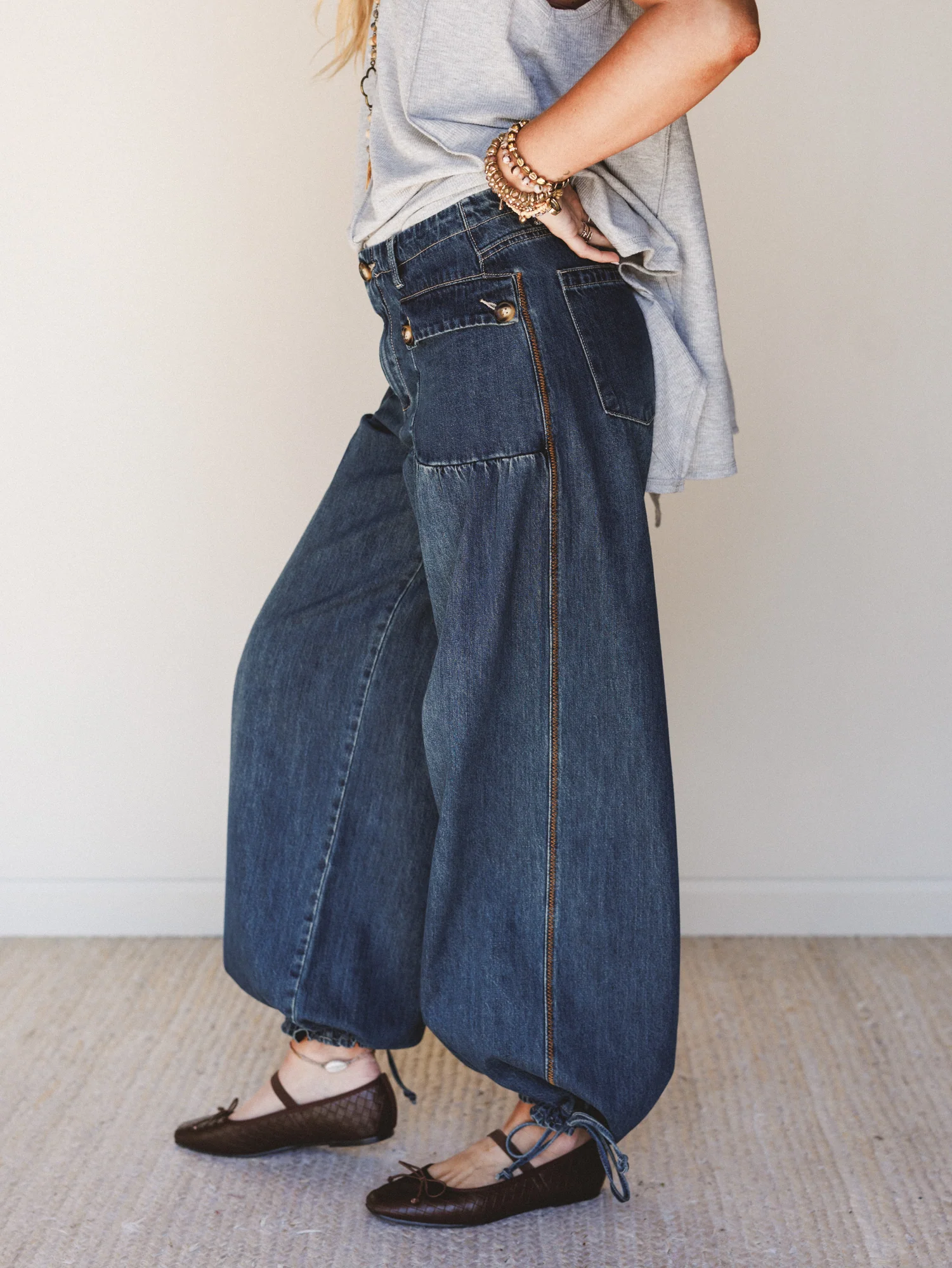 Let's Jet Set Wide Leg Jeans - Dark Denim - Image 2