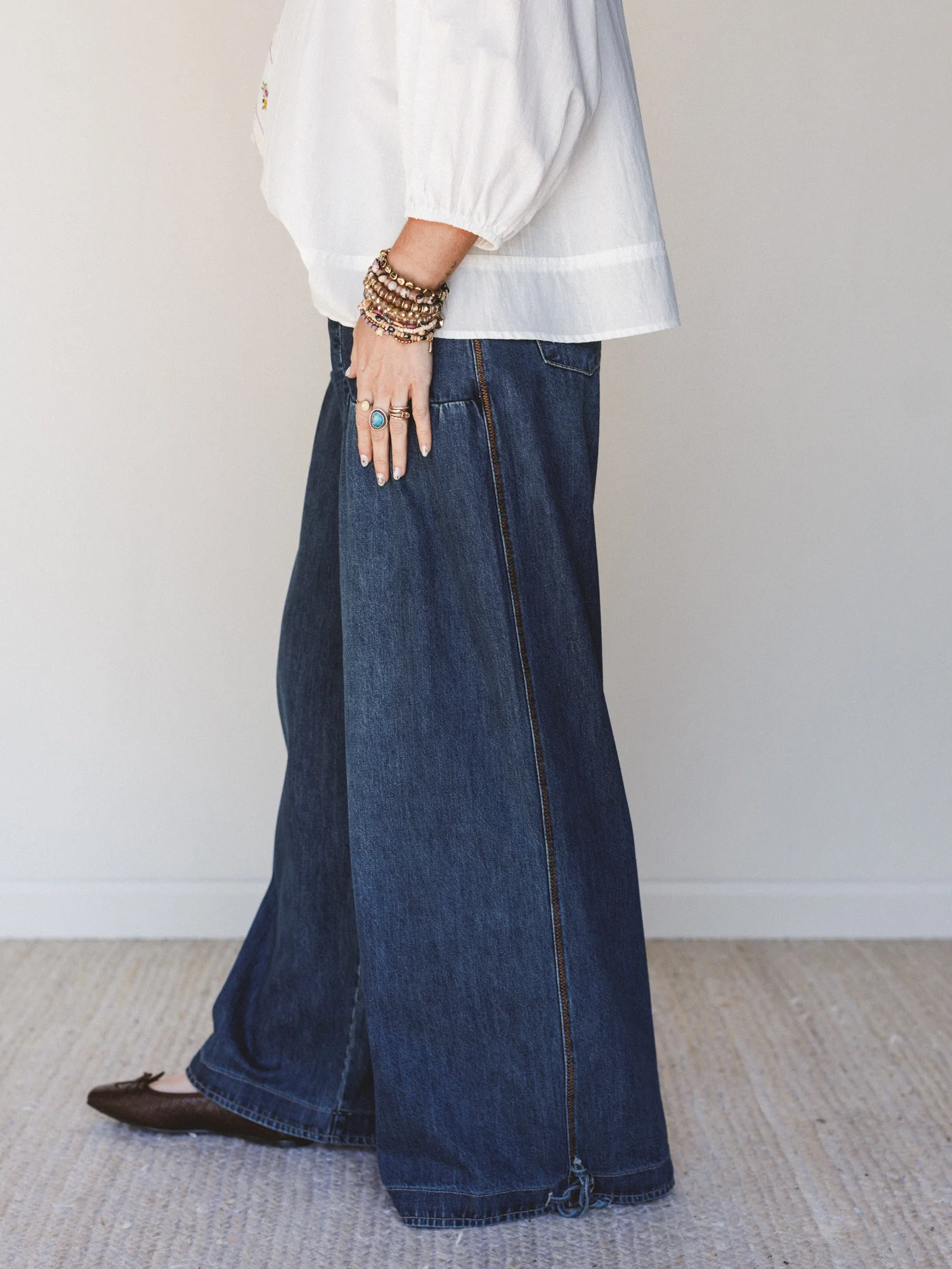 Let's Jet Set Wide Leg Jeans - Dark Denim - Image 5