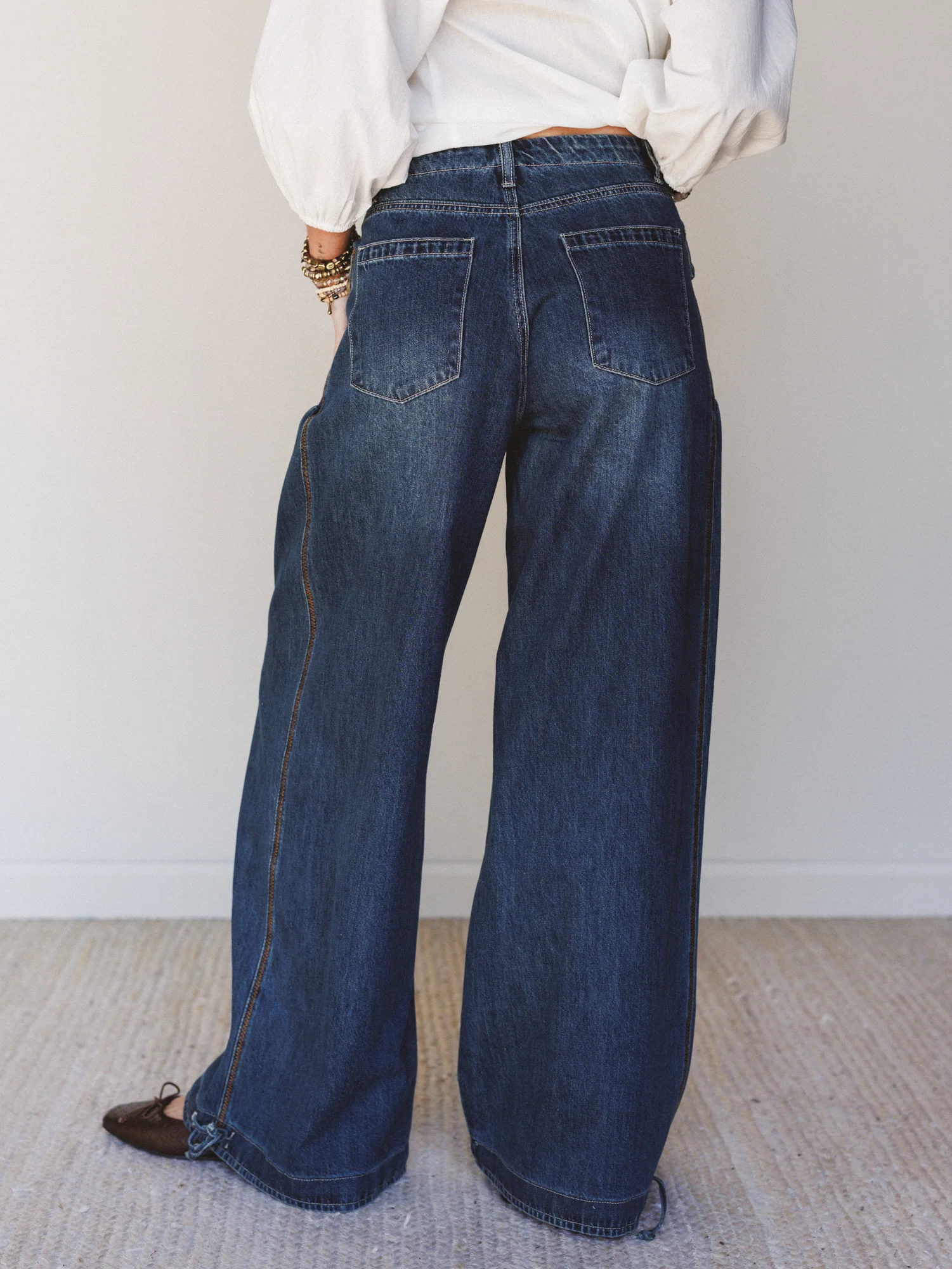 Let's Jet Set Wide Leg Jeans - Dark Denim - Image 6