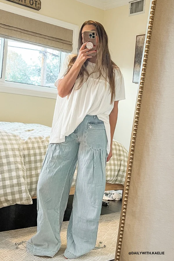 Lets Jet Set Wide Leg Pants - Light Denim - Image 2
