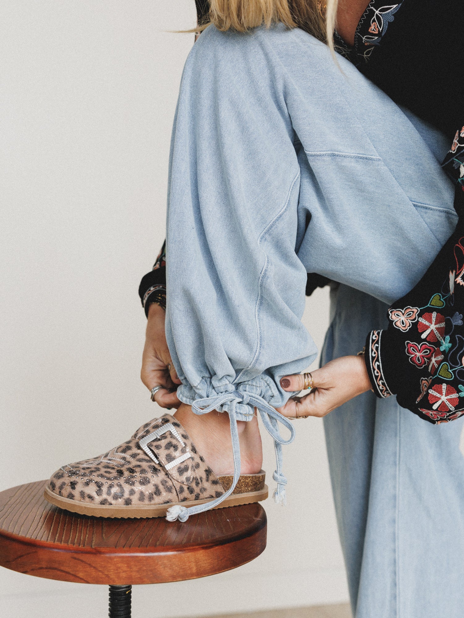 Lets Jet Set Wide Leg Pants - Light Denim - Image 4
