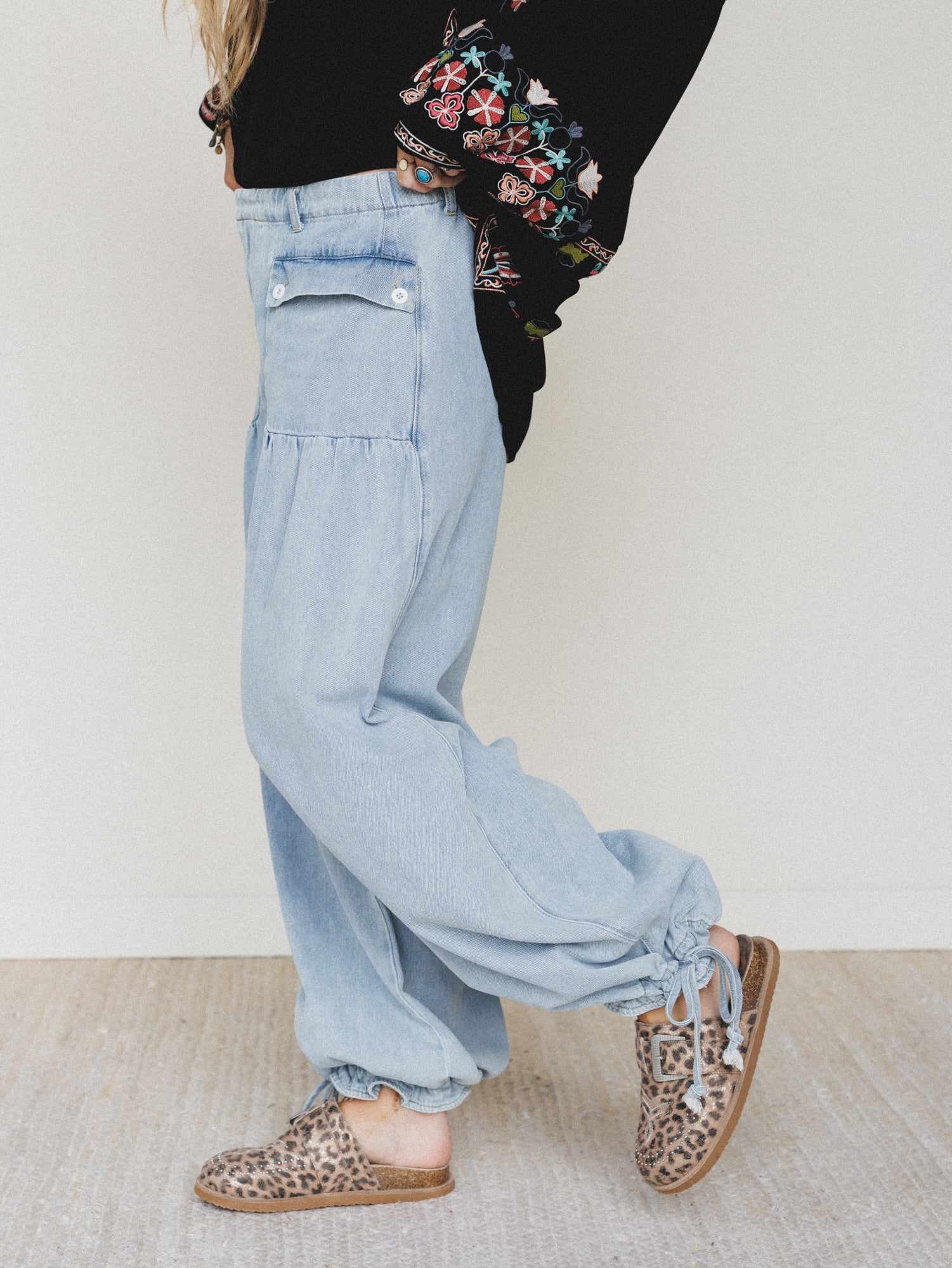 Lets Jet Set Wide Leg Pants - Light Denim - Image 9