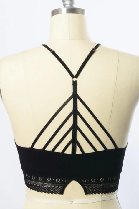 Light Of The Moon Crochet Trim Bralette - Black - Image 5