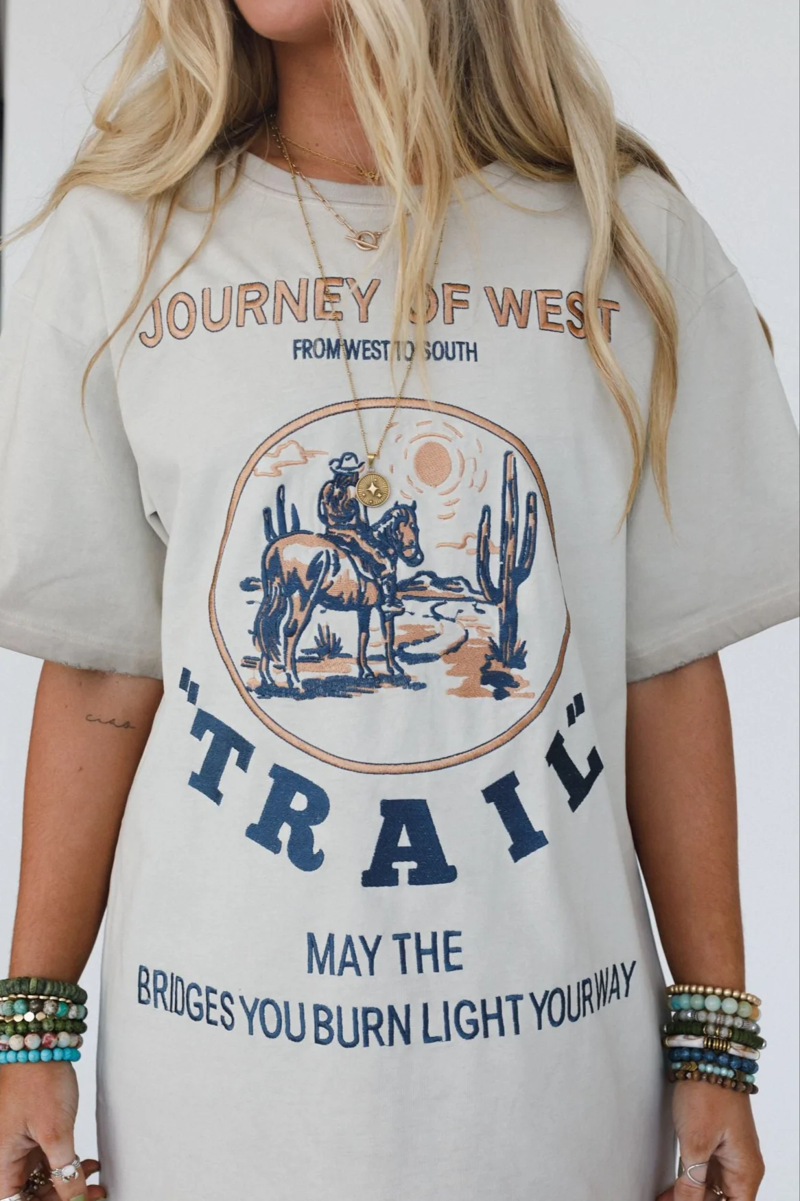 Light The Way Graphic Tee Dress - Tan - Image 2