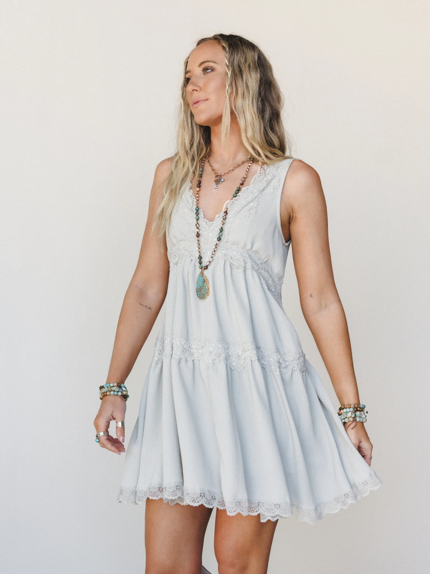 Lily Lace Dress - Pewter - Image 2