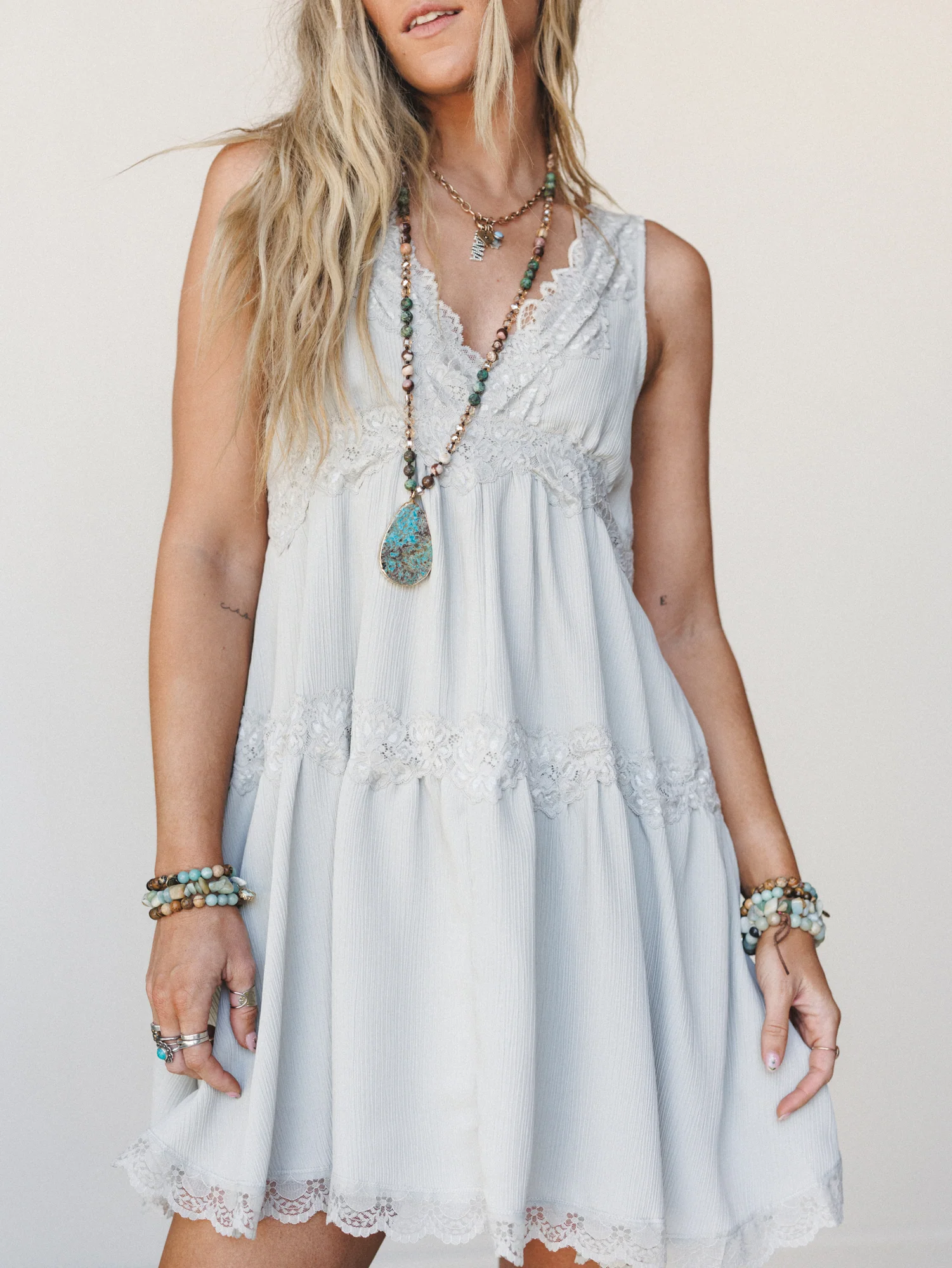 Lily Lace Dress - Pewter - Image 5