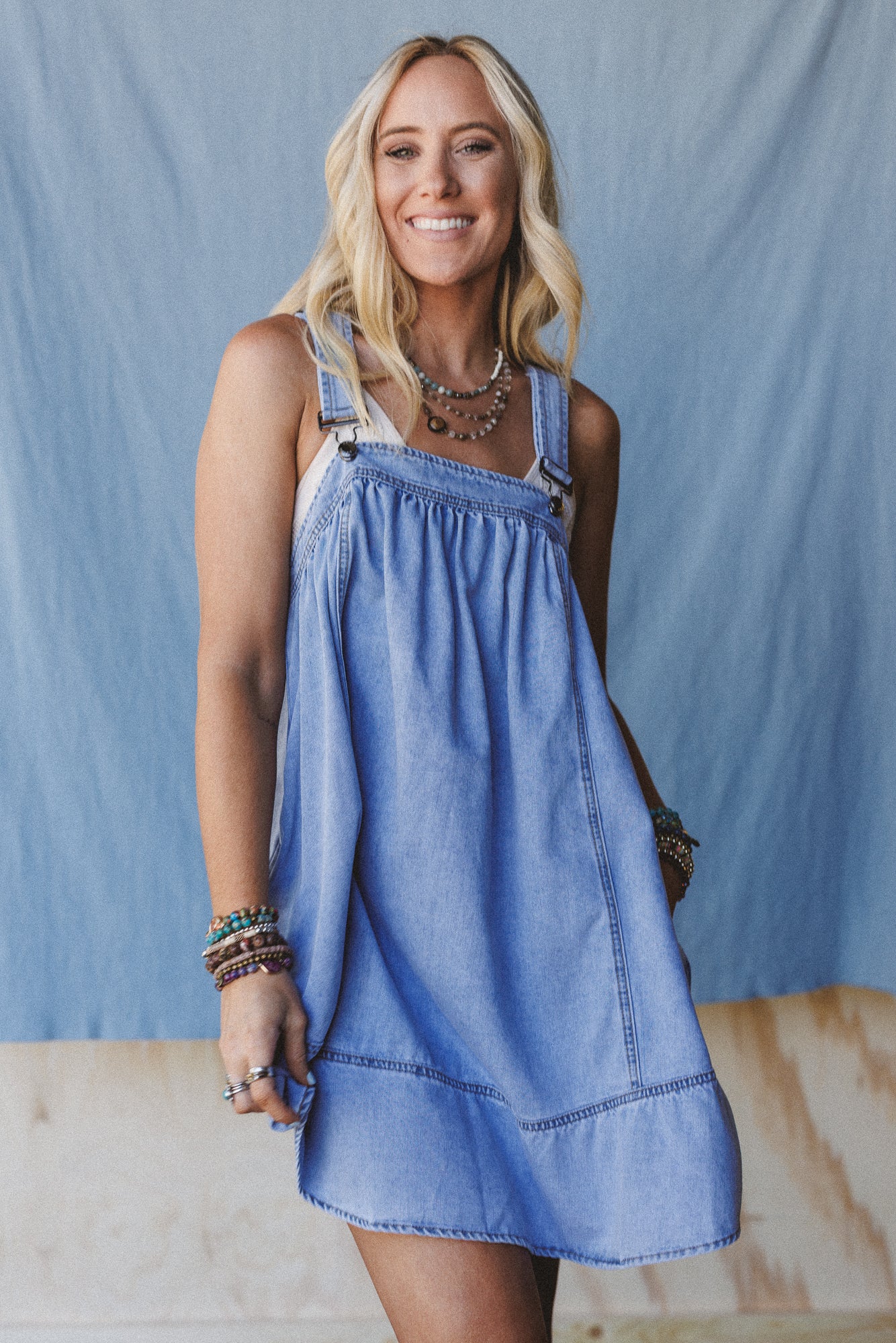 Lily Valley Denim Overalls Dress - Denim - Pre Order - Image 2