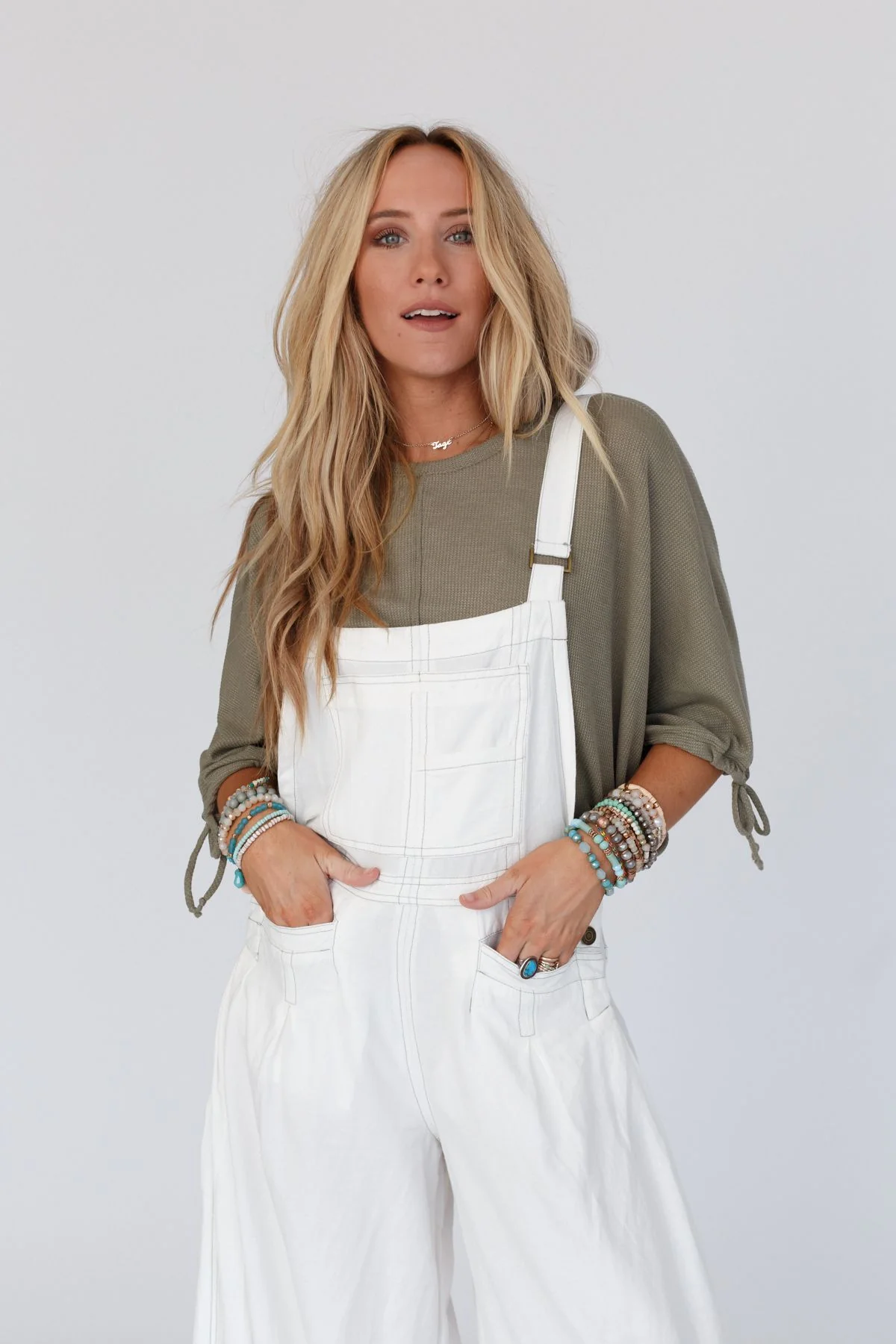 The Nest Little Lark Puff Sleeve Tee - Olive - Image 6