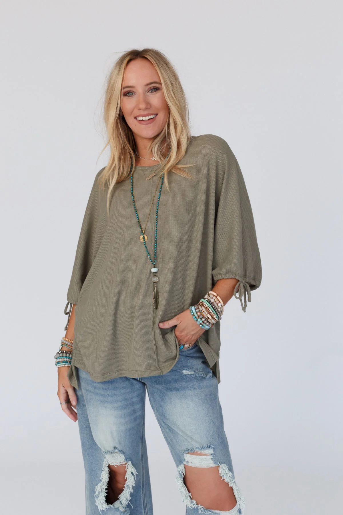 The Nest Little Lark Puff Sleeve Tee - Olive - Image 7