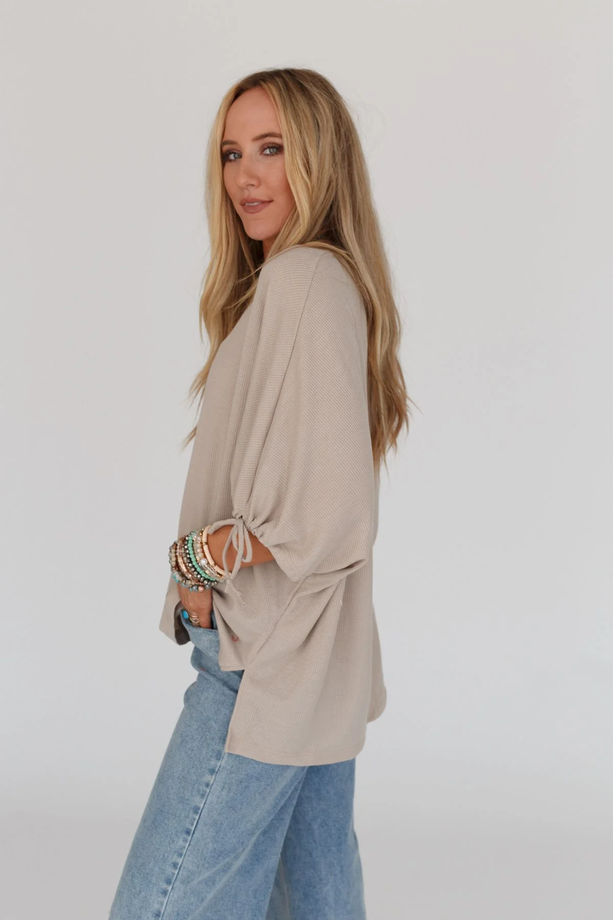 The Nest Little Lark Puff Sleeve Tee - Taupe - Image 3