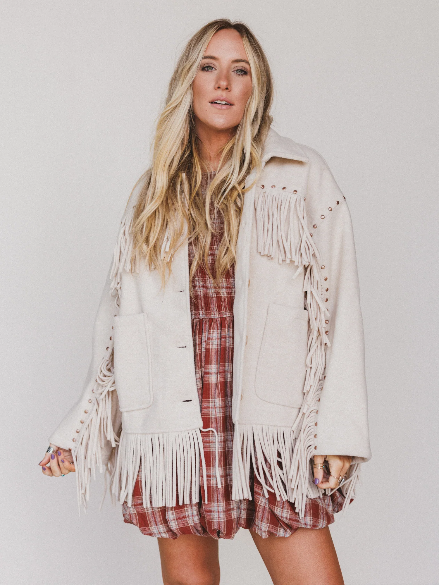 Lolo Fringe Jacket - Cream - Image 4