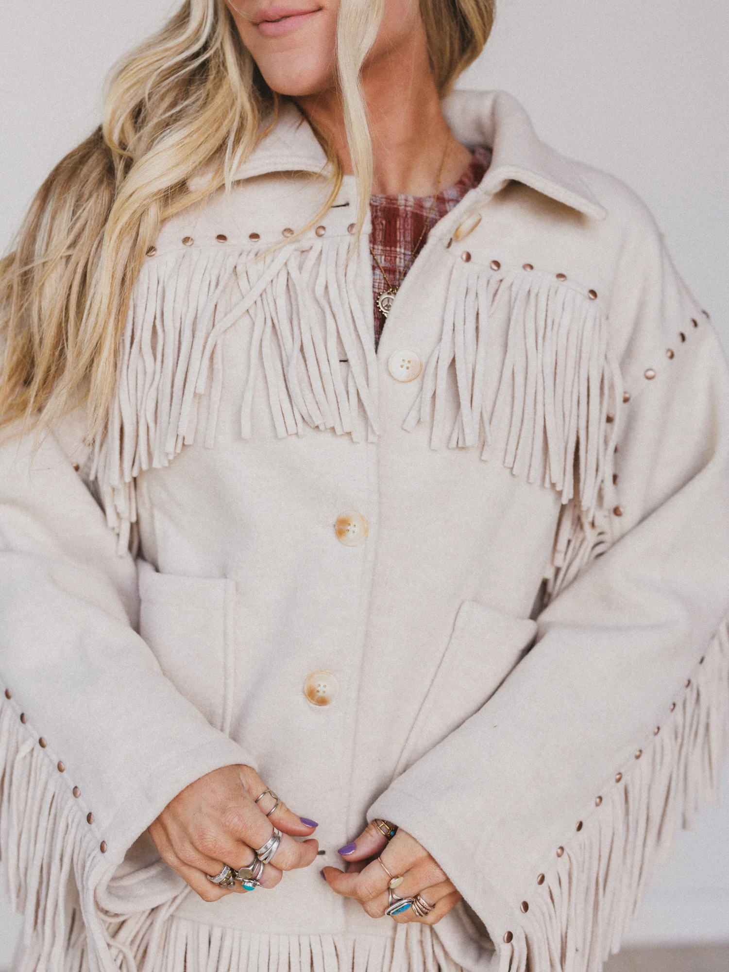 Lolo Fringe Jacket - Cream - Pre Order - Image 2