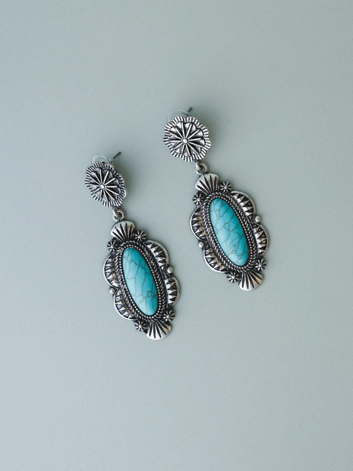 Long Hallow Earrings - Turquoise - Image 3