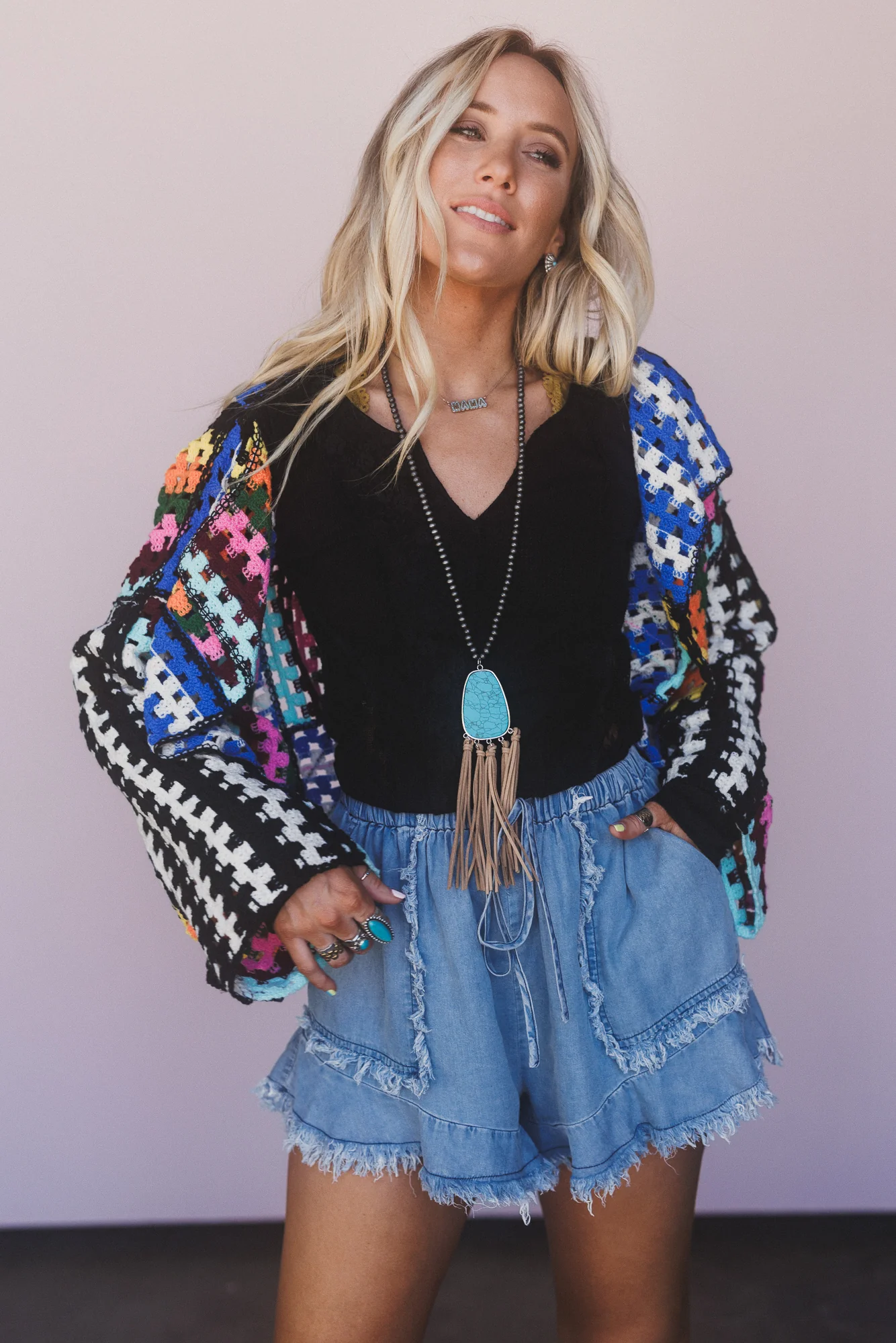 Lost Highway Frayed Denim Shorts - Light Denim - Image 5