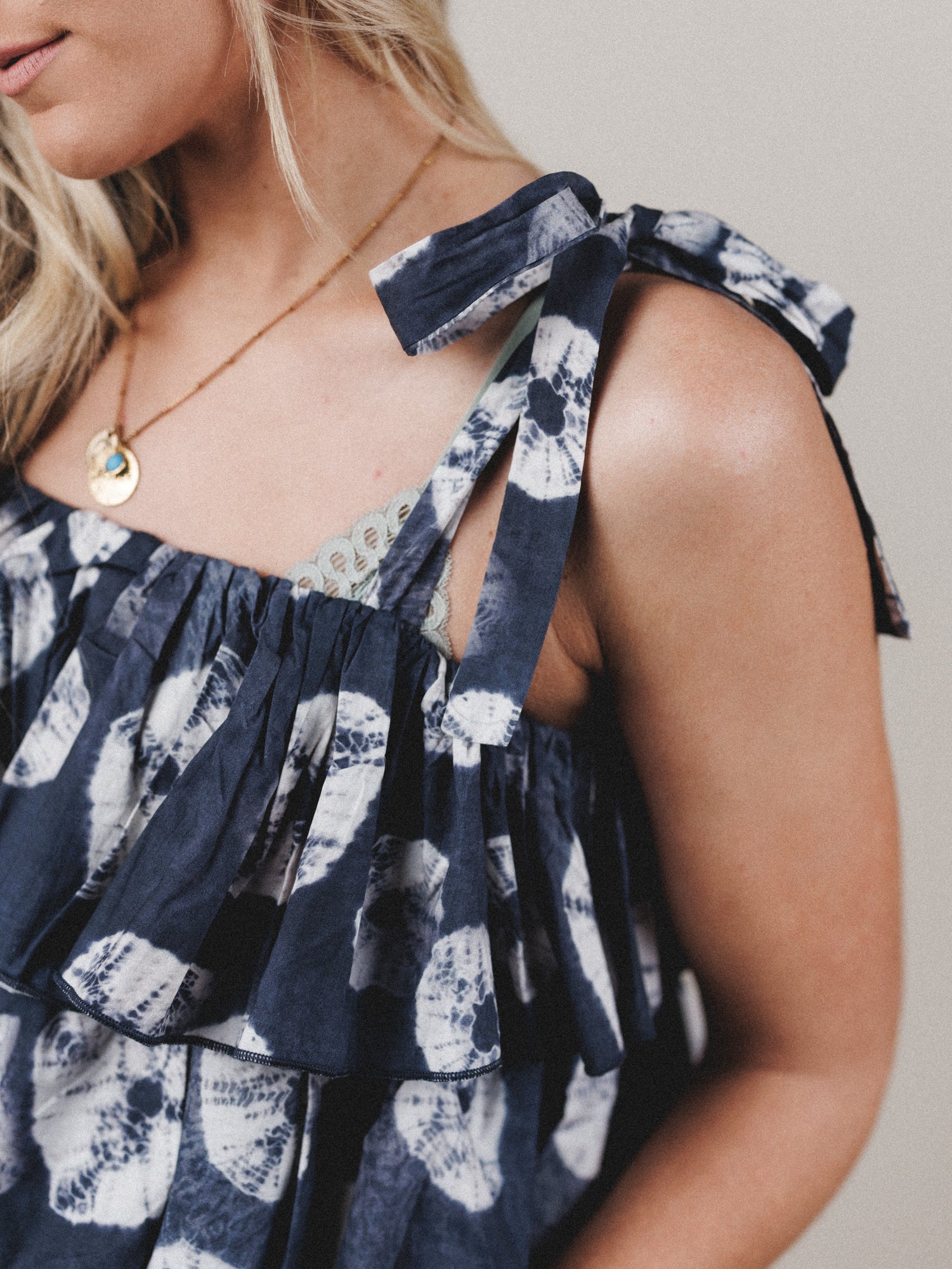 Lou Lou Ruffle Print Top - Blue Multi - Image 2