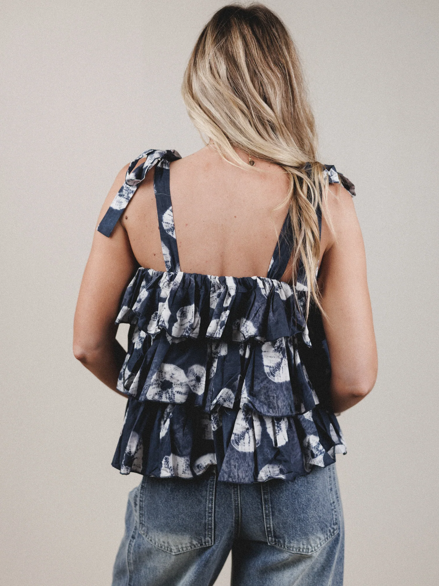 Lou Lou Ruffle Print Top - Blue Multi - Image 5