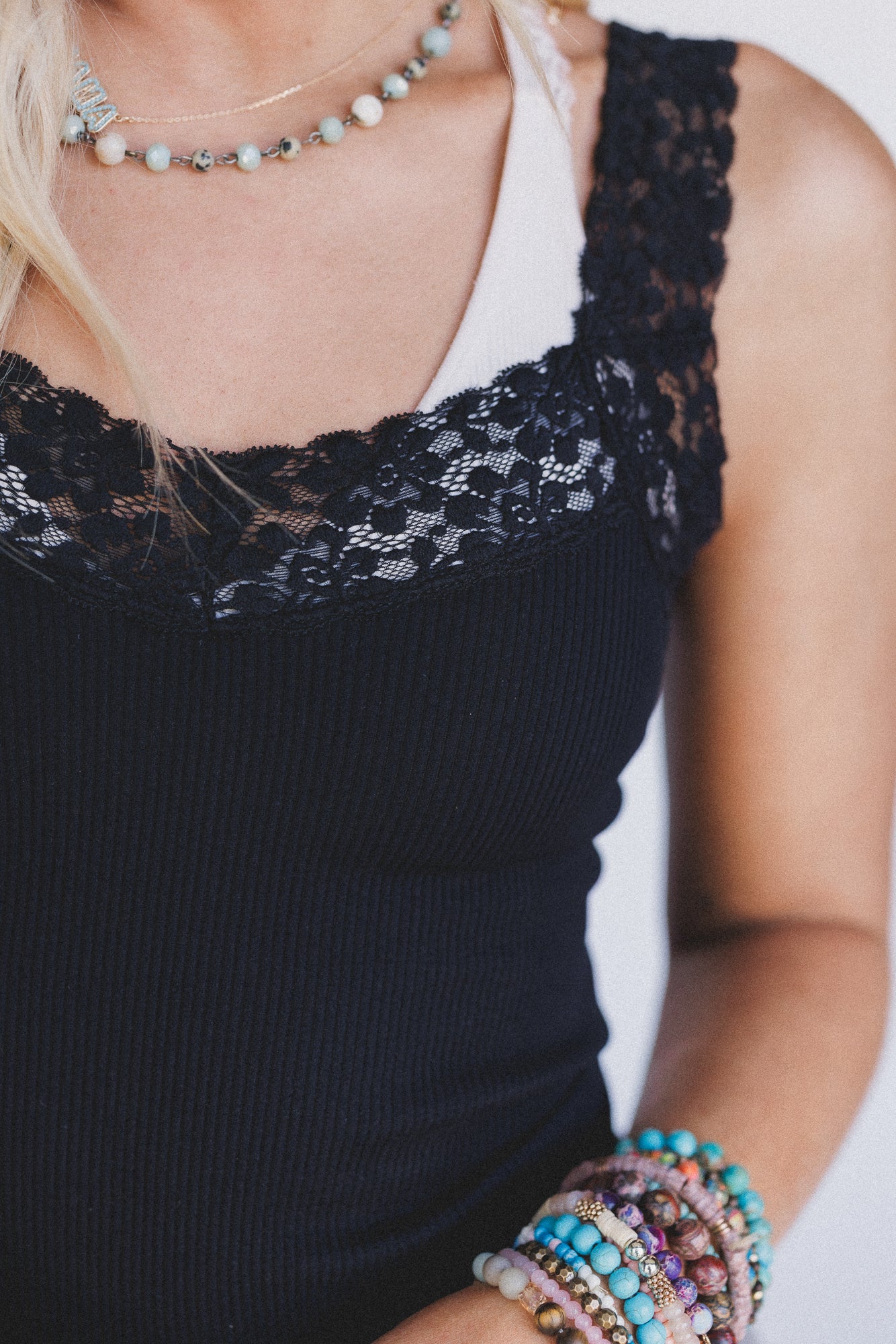 Love Echoes Lace Tank Top - Black - Image 2