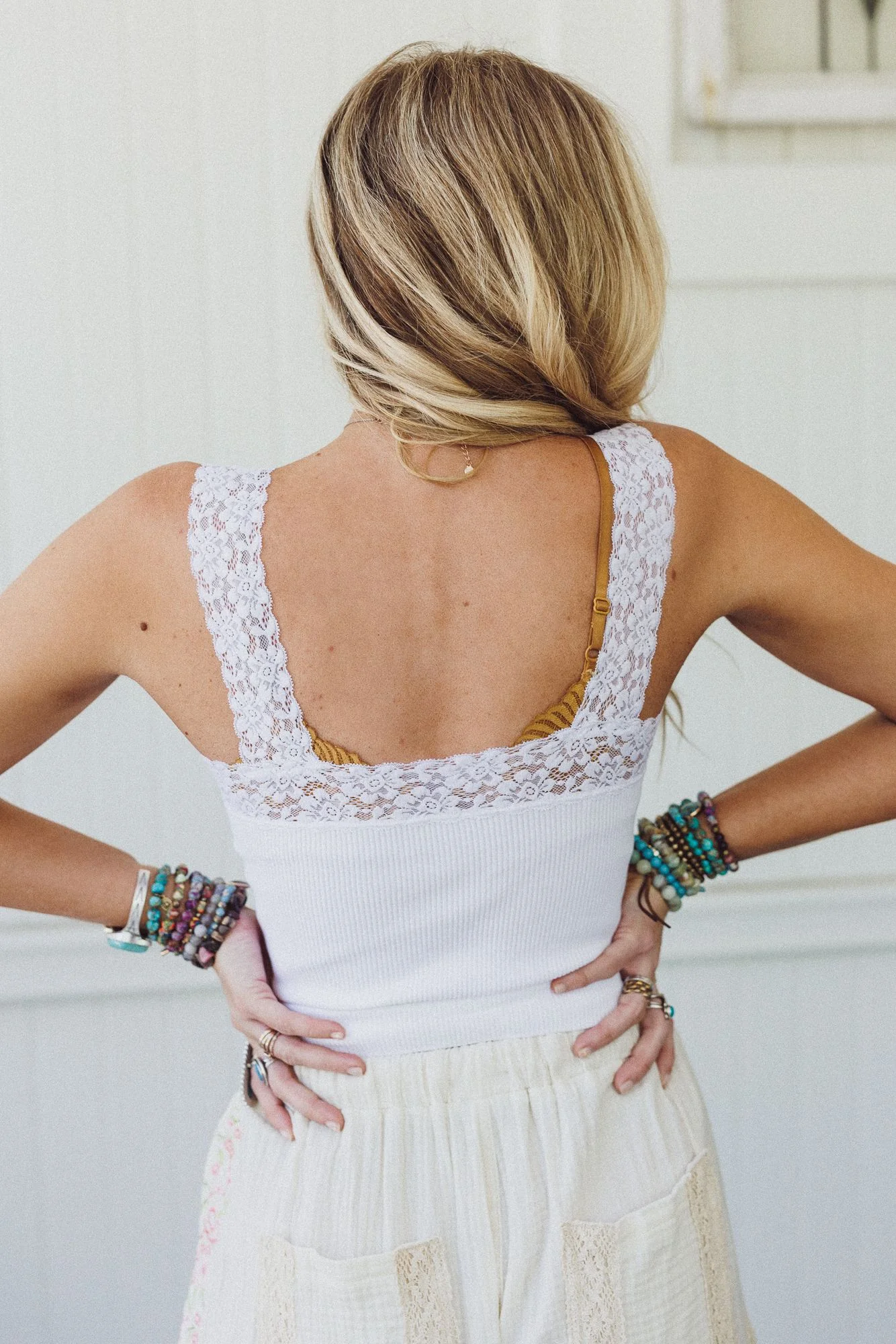 Love Echoes Lace Tank Top - White - Image 4