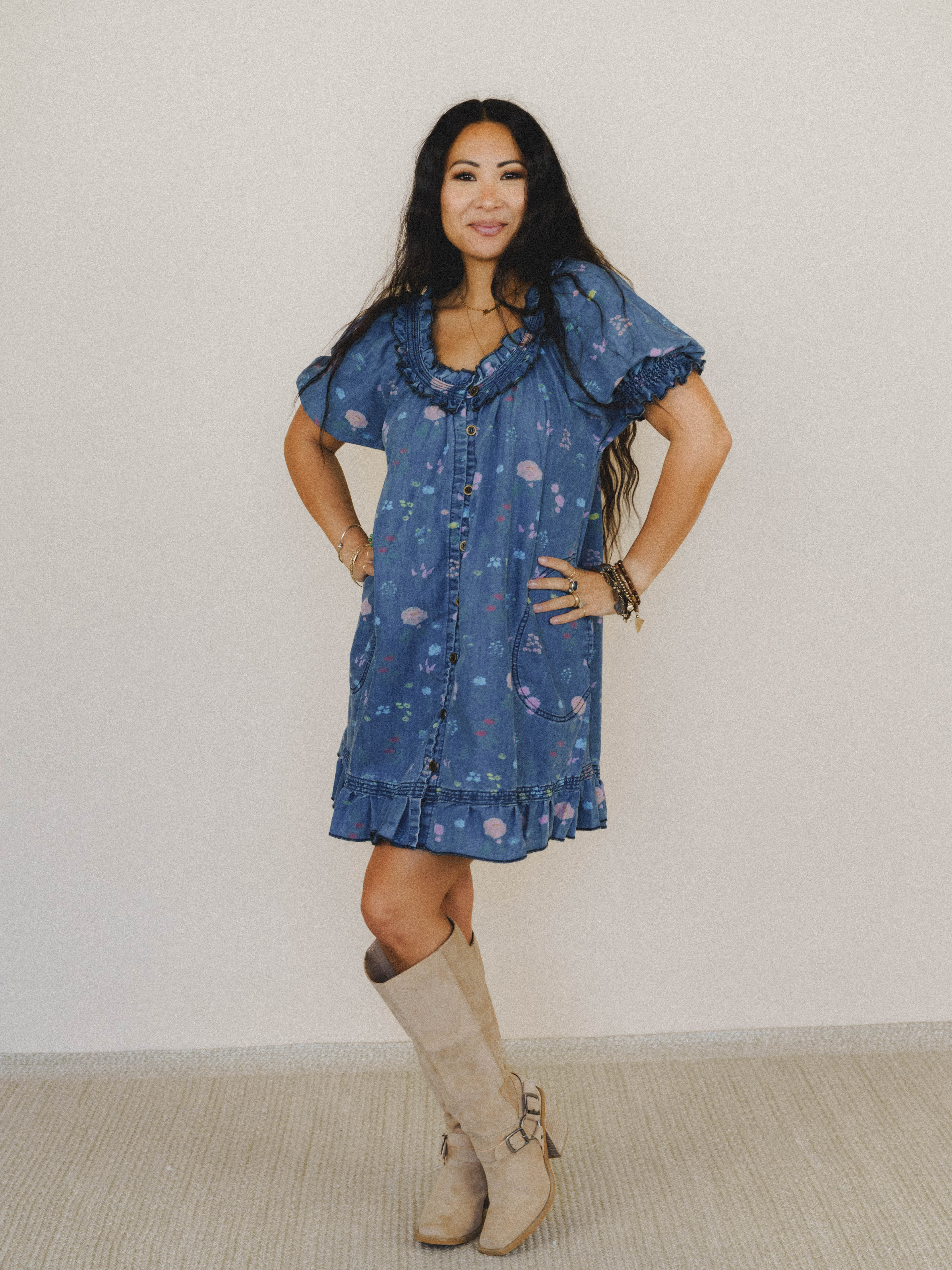 Lovely Petals Dress - Washed Denim - Image 5