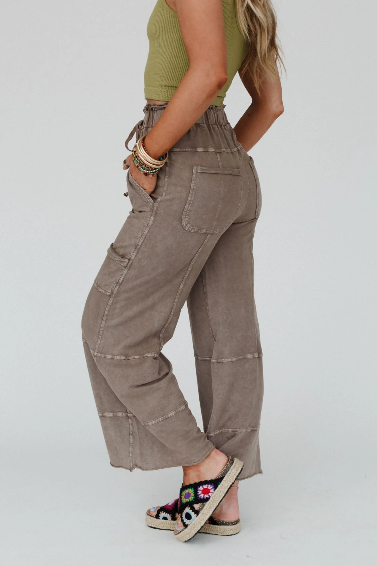 Lucky One Wide Leg Full Pant - Mocha - Image 3