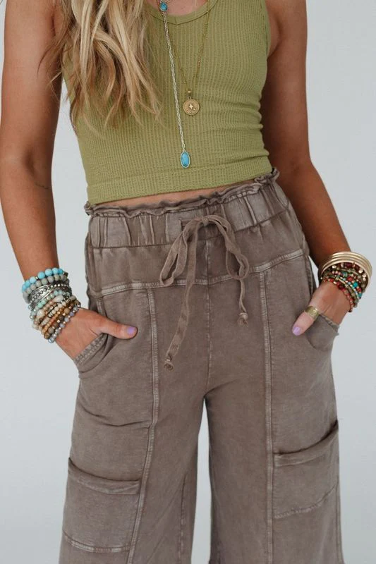 Lucky One Wide Leg Full Pant - Mocha - Image 4